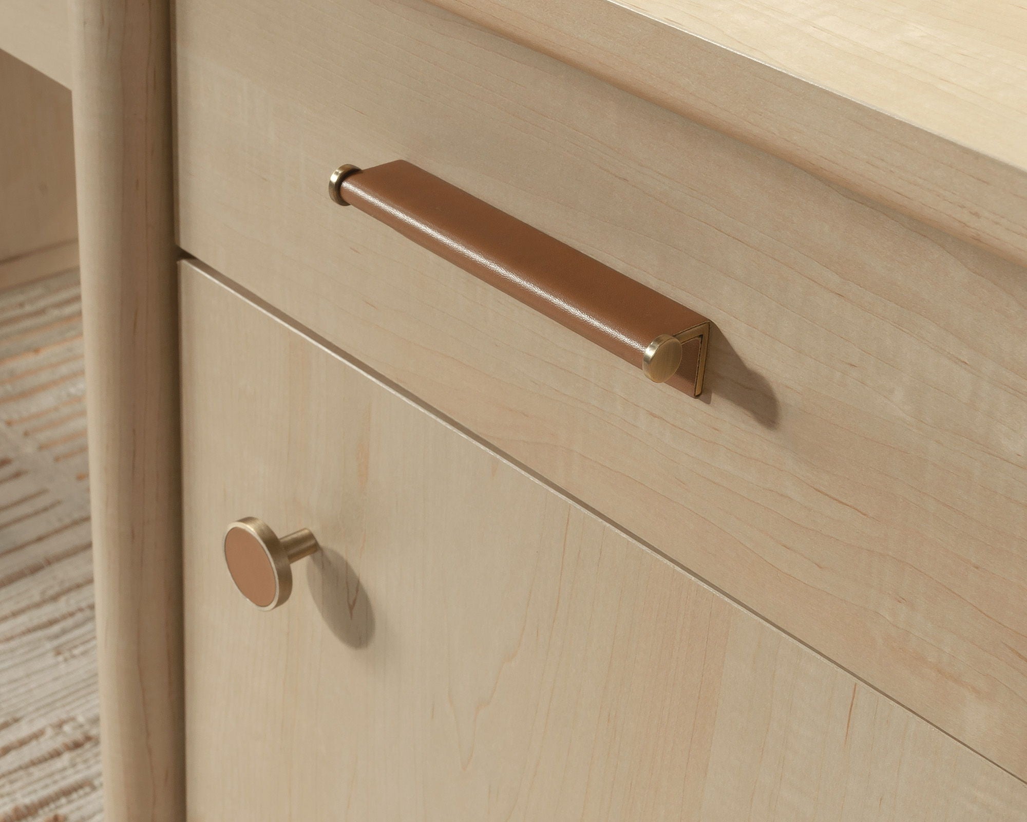 Executive Desk with Storage in Natural Maple