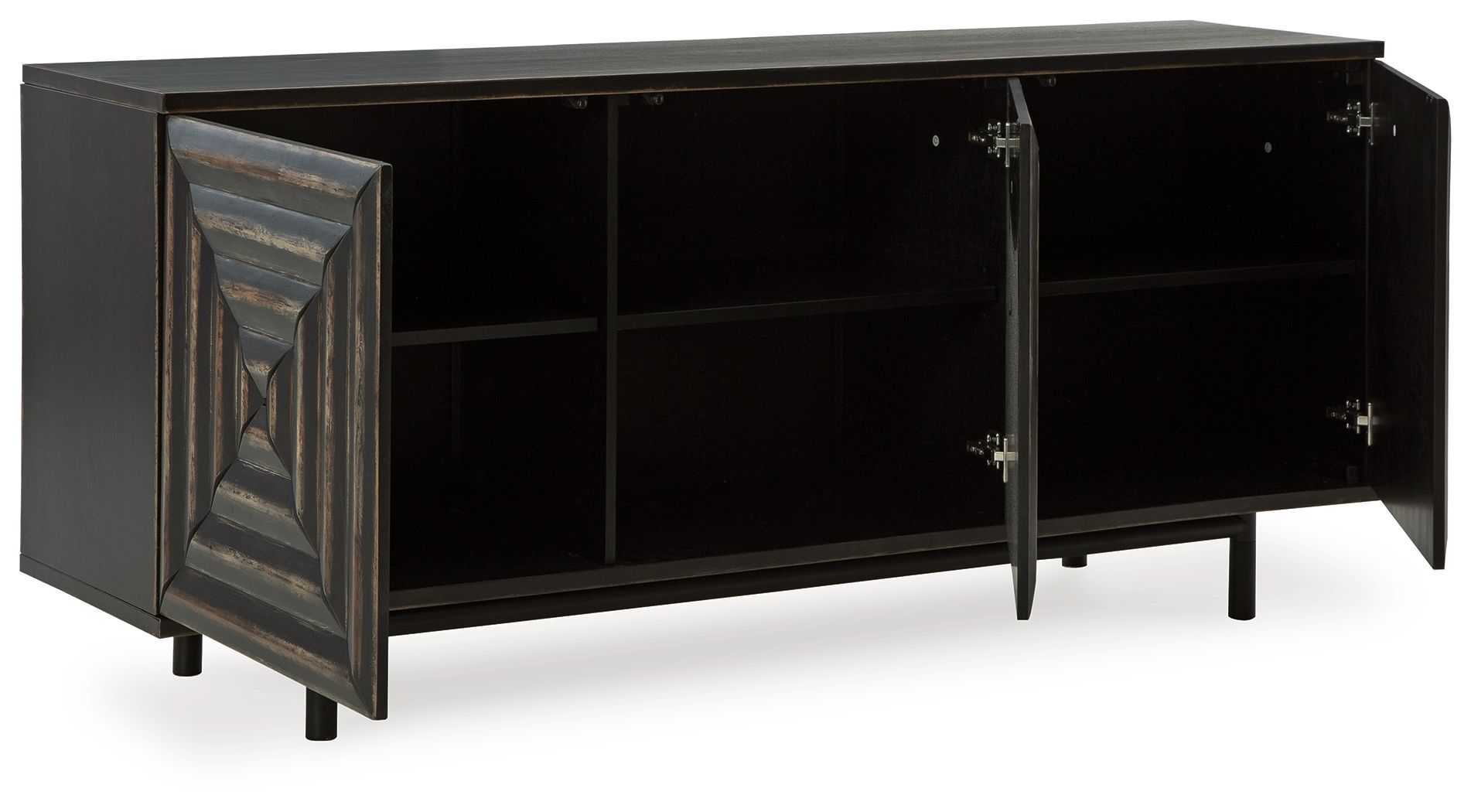 Signature Design by Ashley® Fair Ridge - Distressed Black - Accent Cabinet | Meri Furniture
