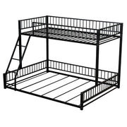 Bunk Bed Frame With Ladder And Safety Guardrails