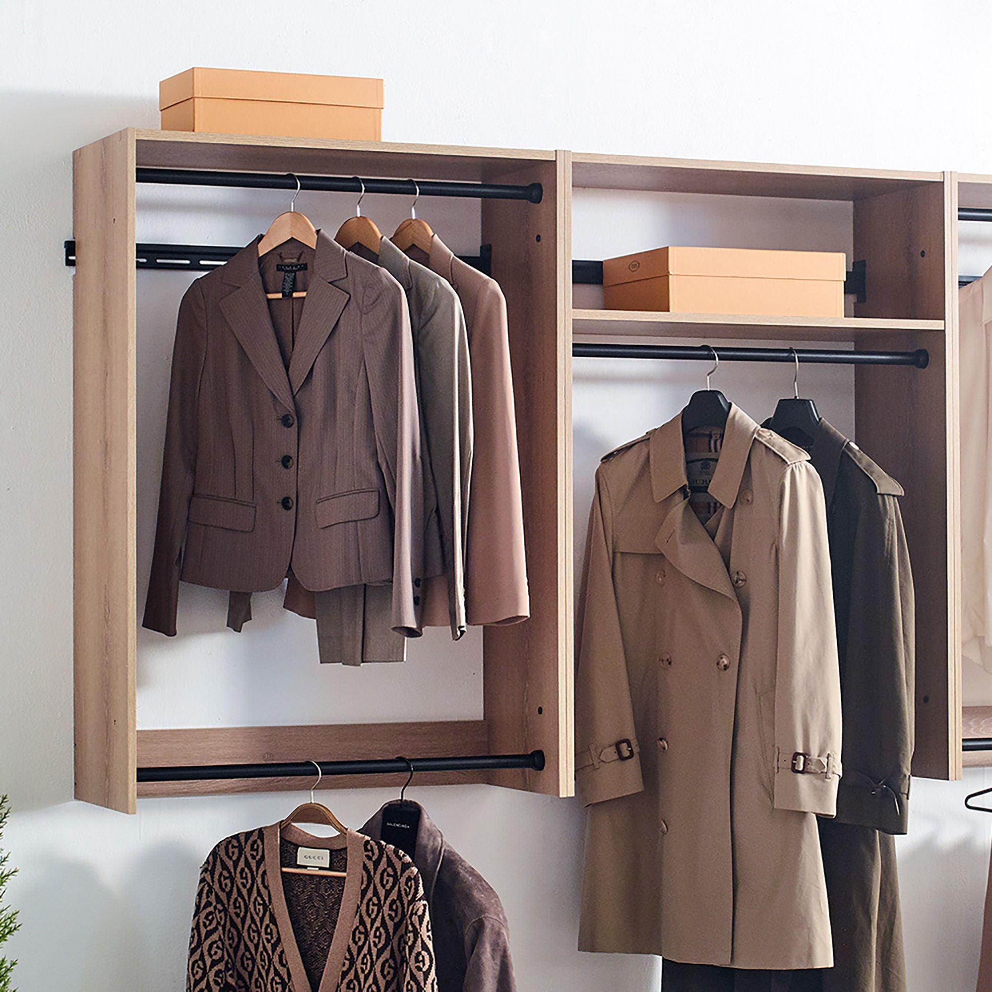 Devi - Wall Mounted Wood Closet System & Modular Design