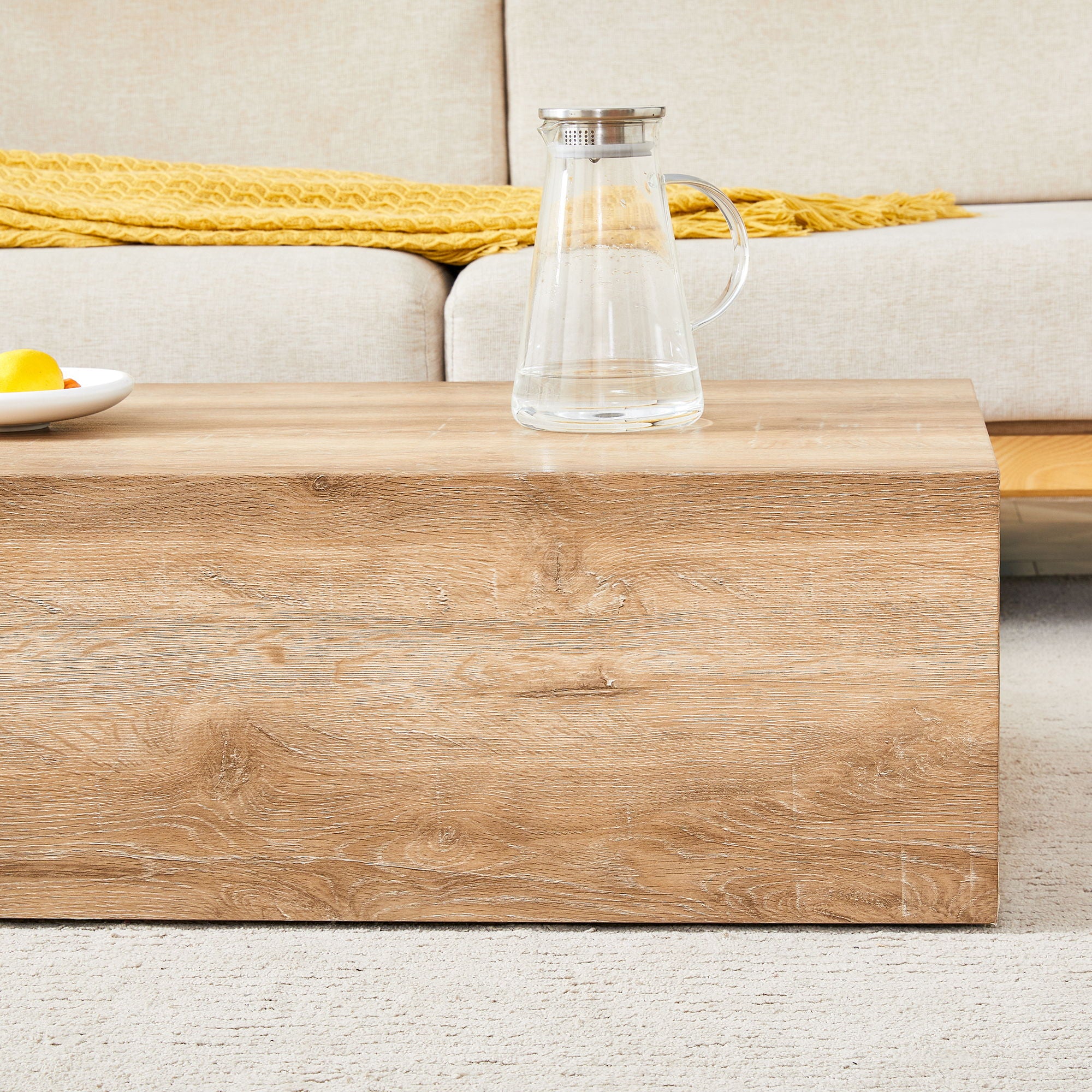 Modern Coffee Table With Smooth Light Wood Texture Patterns Material - Natural Wood