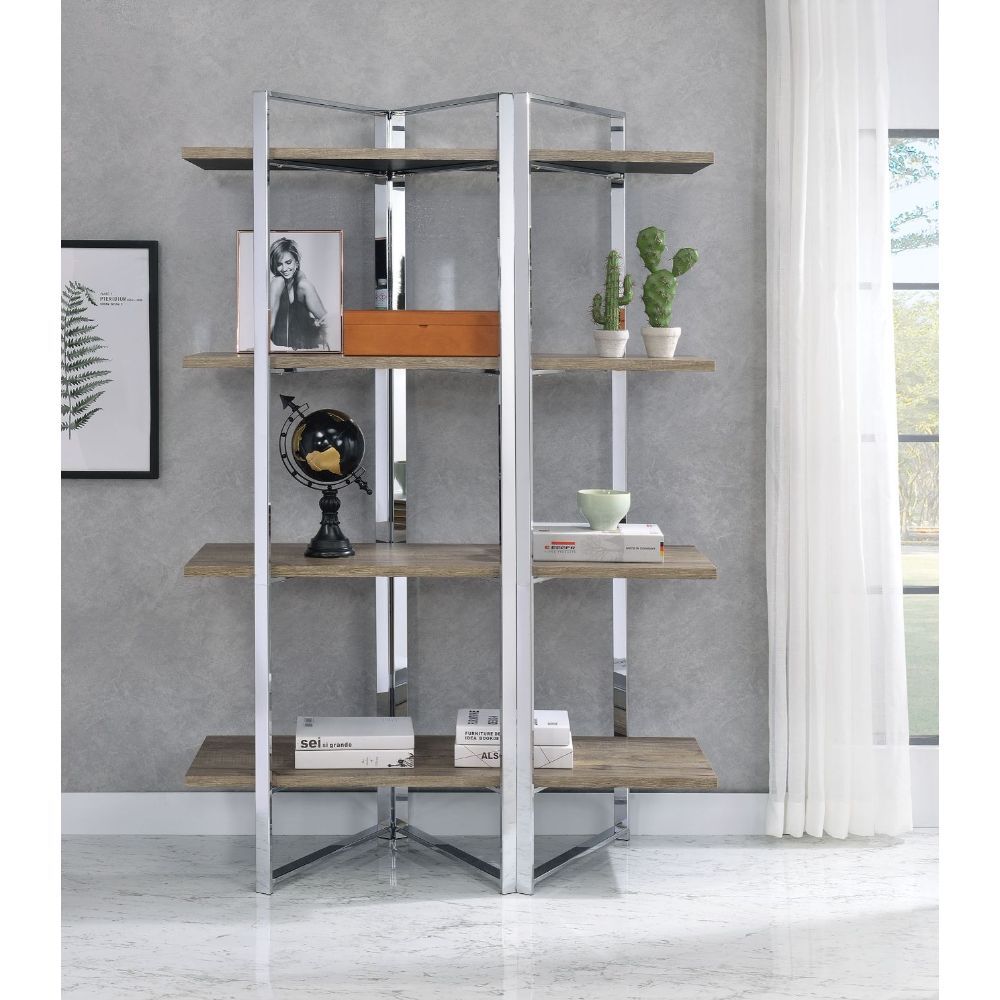 ACME Libby - Bookshelf - Chrome | Meri Furniture