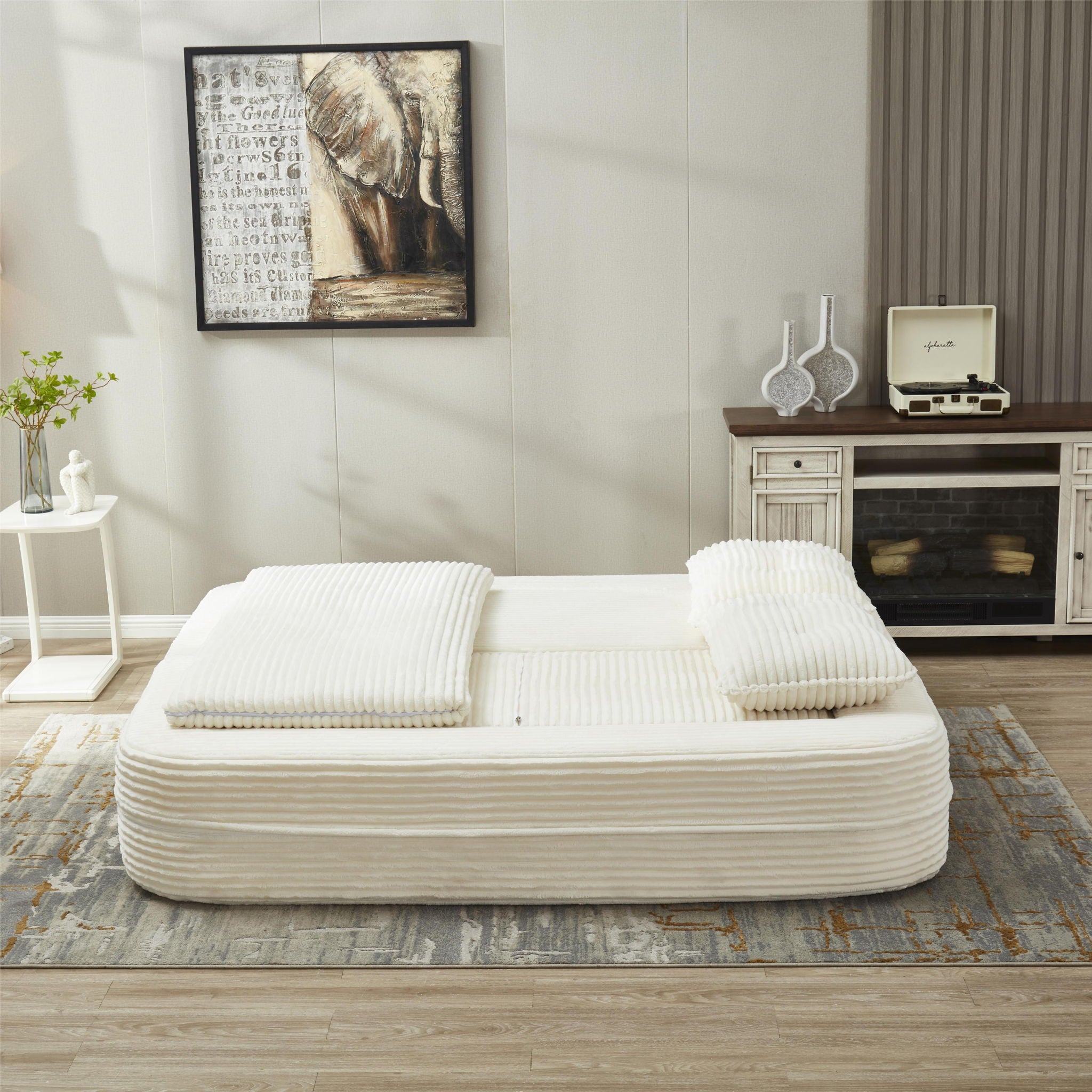 Multi Functional Sectional Sofa Bed With Independent Chaise Lounge And Functional Blanket