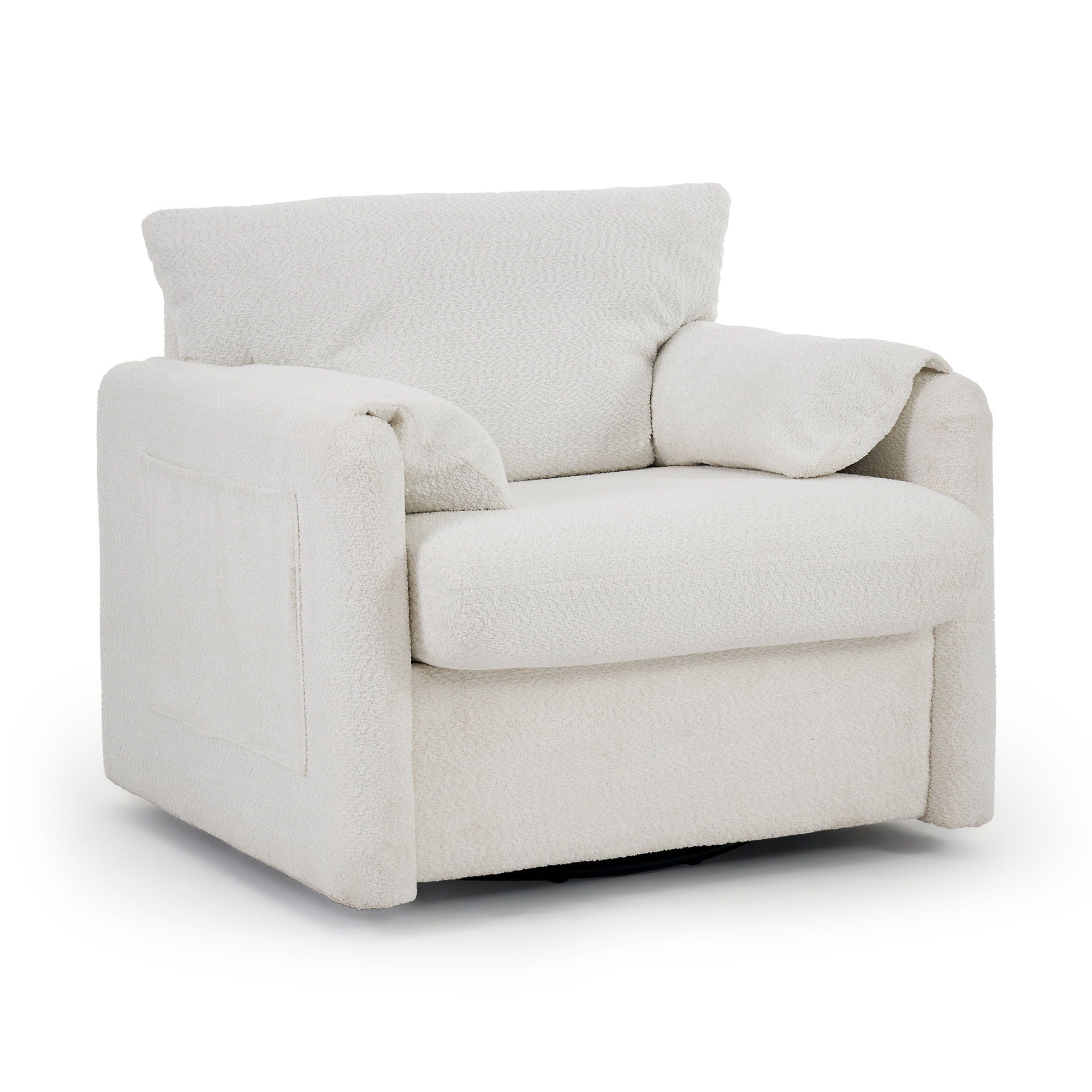 Swivel Modern Swivel Accent Chair Single Seater 360° Rotating For Living Room, Bedroom - Ivory White