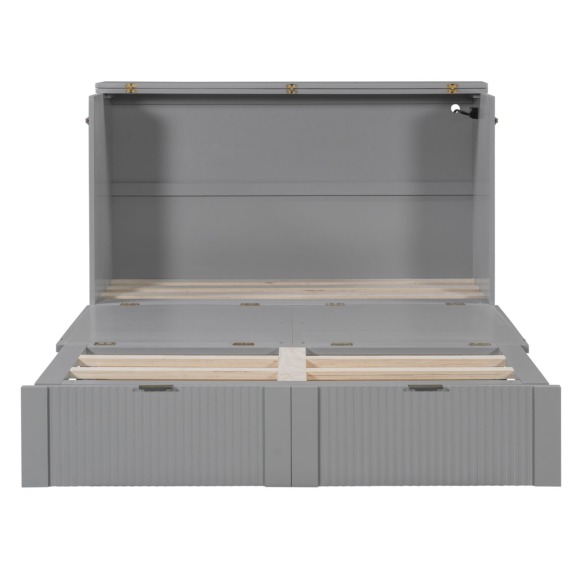 Murphy Bed With Drawer And A Set Of Sockets & USB Ports, Pulley Structure Design