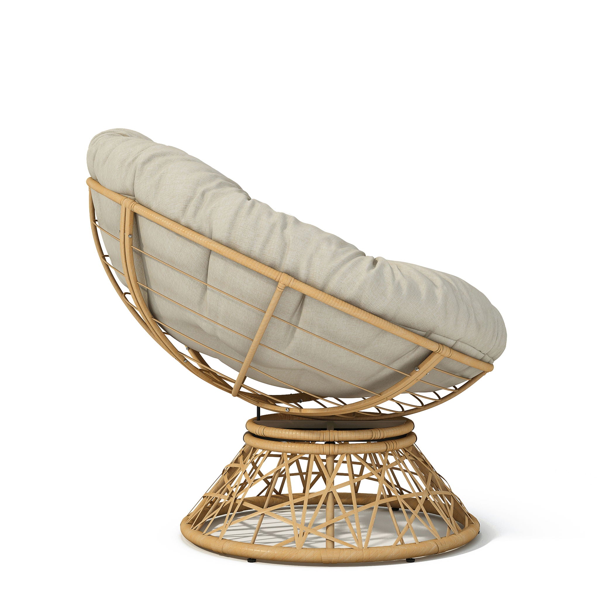 Ergonomic Wicker Chair With Cloud Thick Density Cushion, 3 Proof Cover High Capacity Iron Frame Fluid 360° Swivel