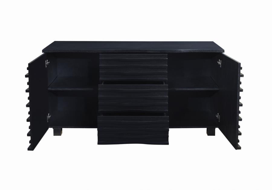 Coaster Fine Furniture Stanton - 3-Drawer Sideboard Buffet Storage Cabinet - Black | Meri Furniture