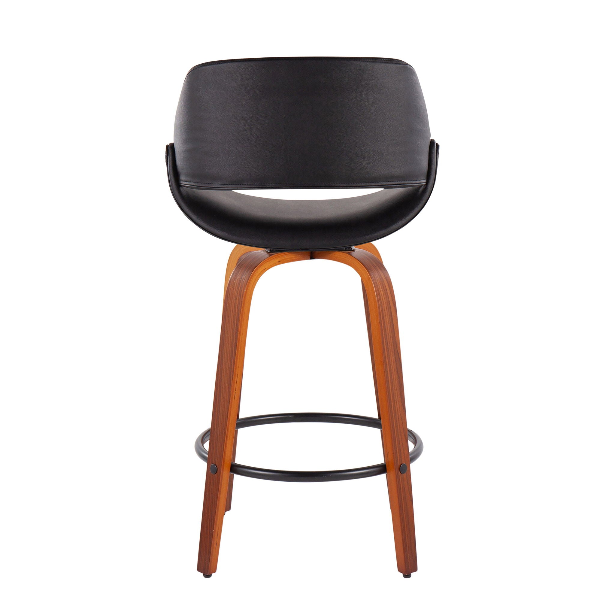 Fabrico - Mid Century Modern Fixed Height Counter Stool And Round Footrest (Set of 2)
