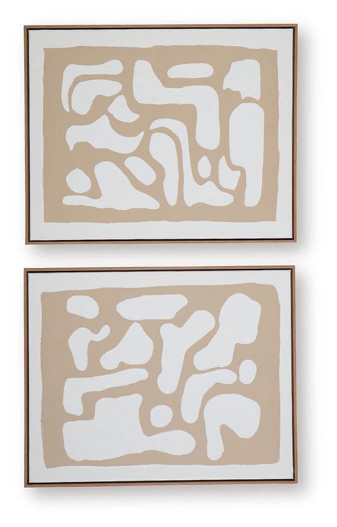 Waldett - Wall Art Set (Set of 2) - Beige / White