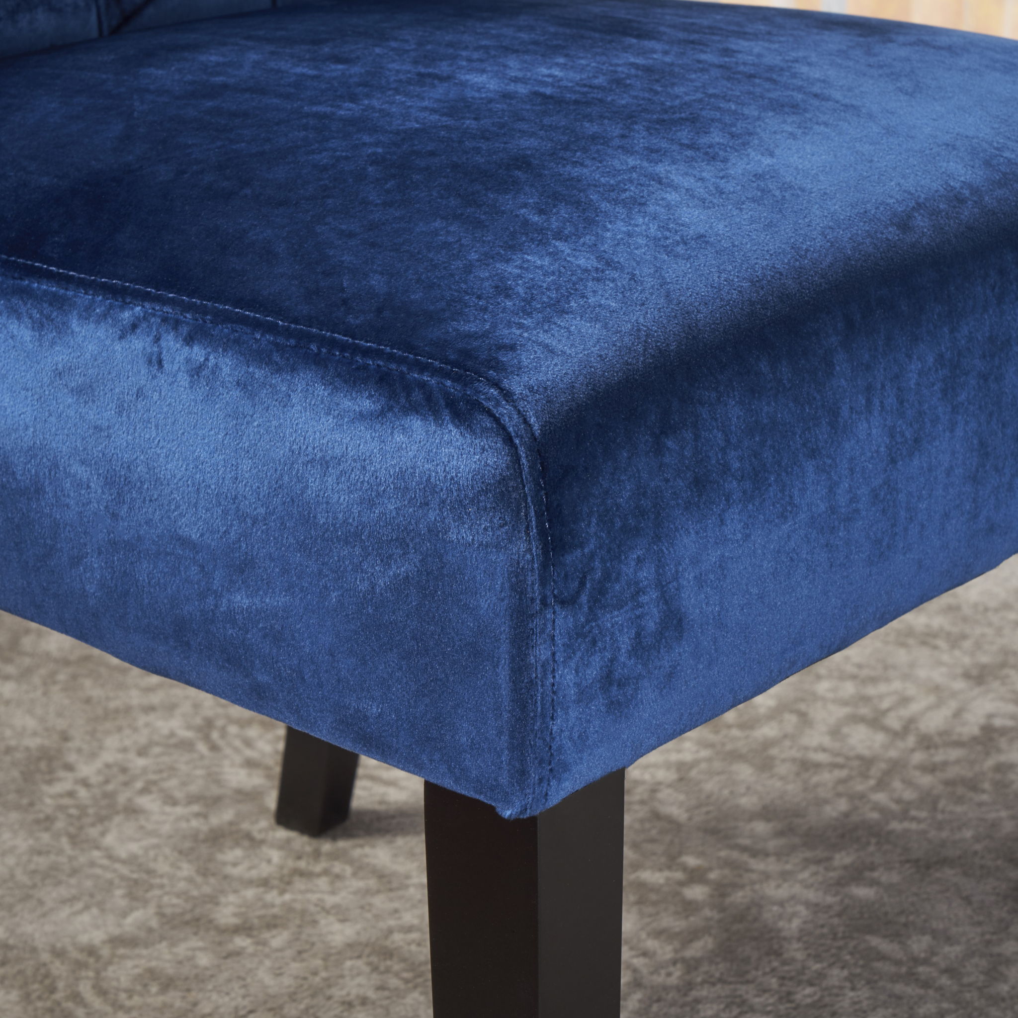 Elegant George Hi Back Dining Chair (Set of 2) With Tufted Velvet - Navy Blue