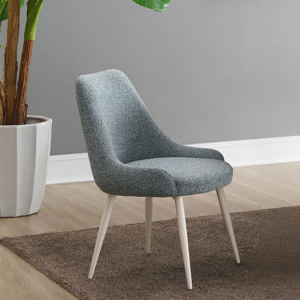 ACME Laela - Side Chair (Set of 2) - Light Blue Boucle & White Finish | Meri Furniture