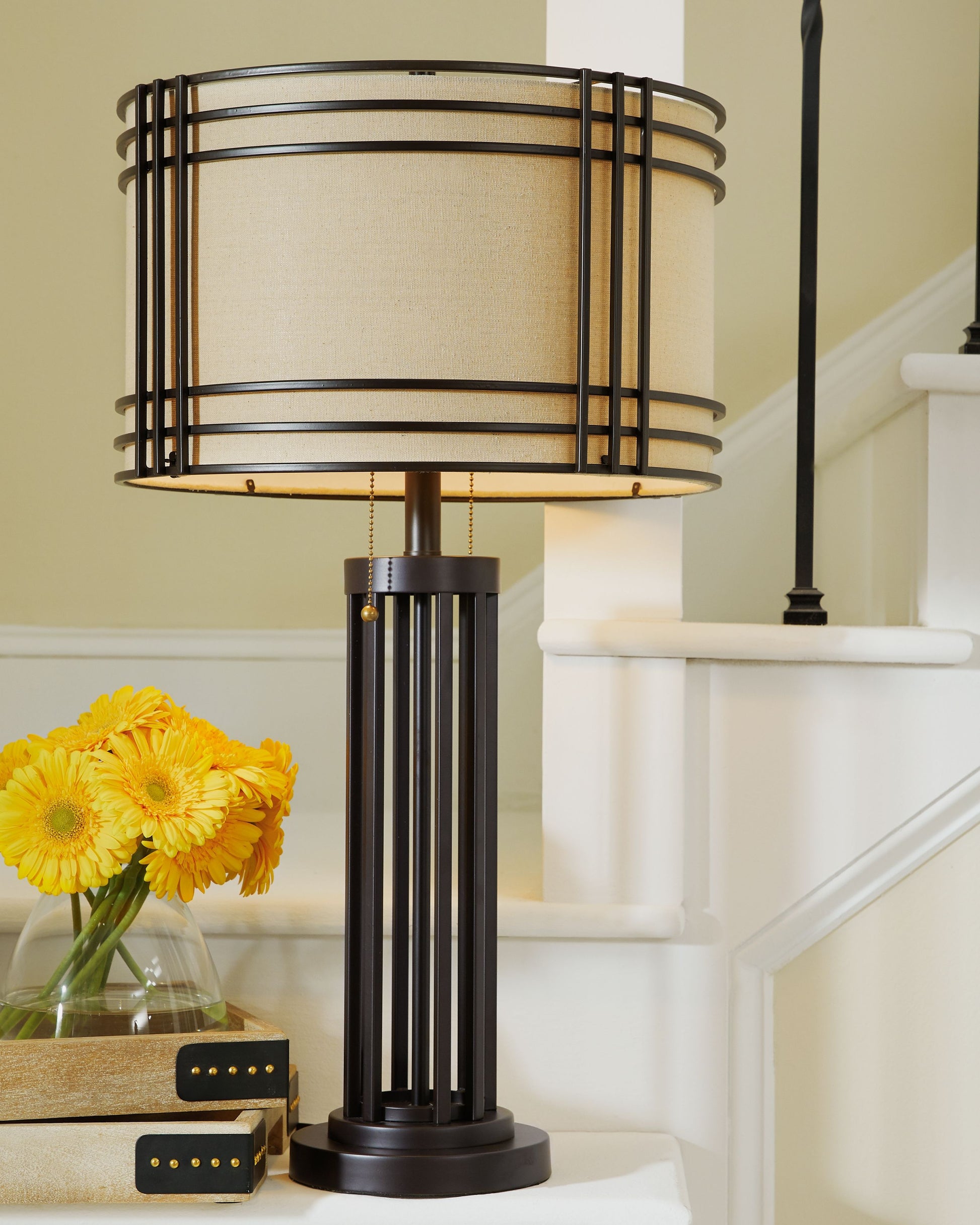 Ashley Furniture Hanswell - Dark Brown - Metal Table Lamp | Meri Furniture