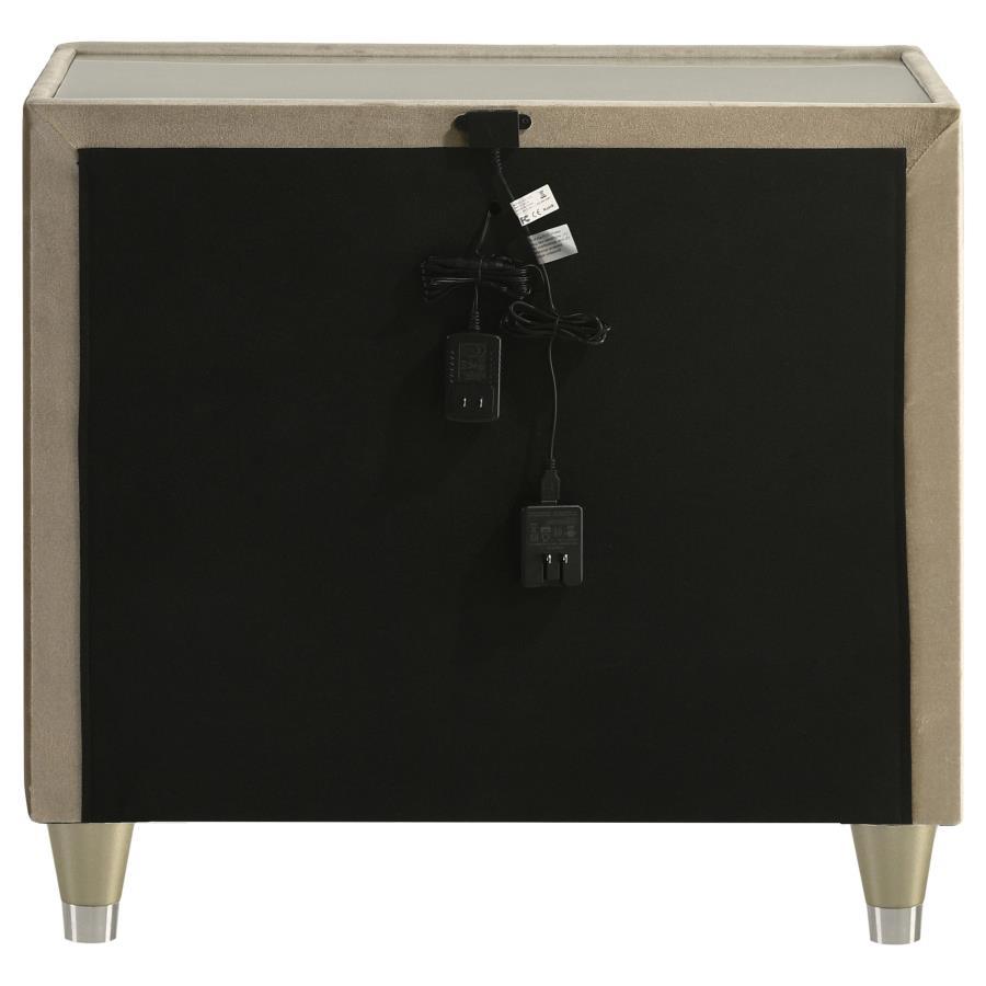 Lorient - 2-Drawer LED Nightstand With USB - Ivory And Camel