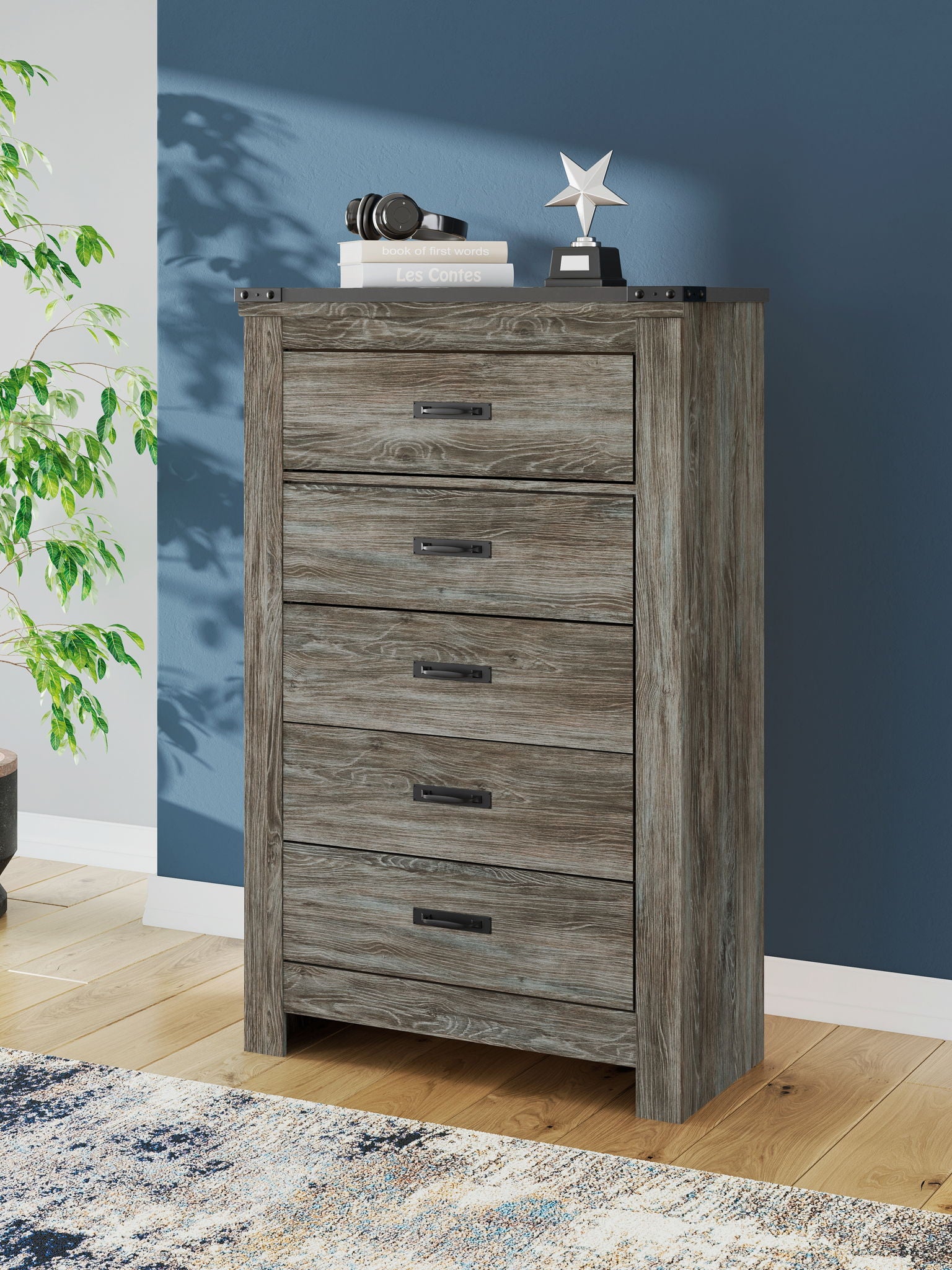 Frandern - Five Drawer Chest - Gray