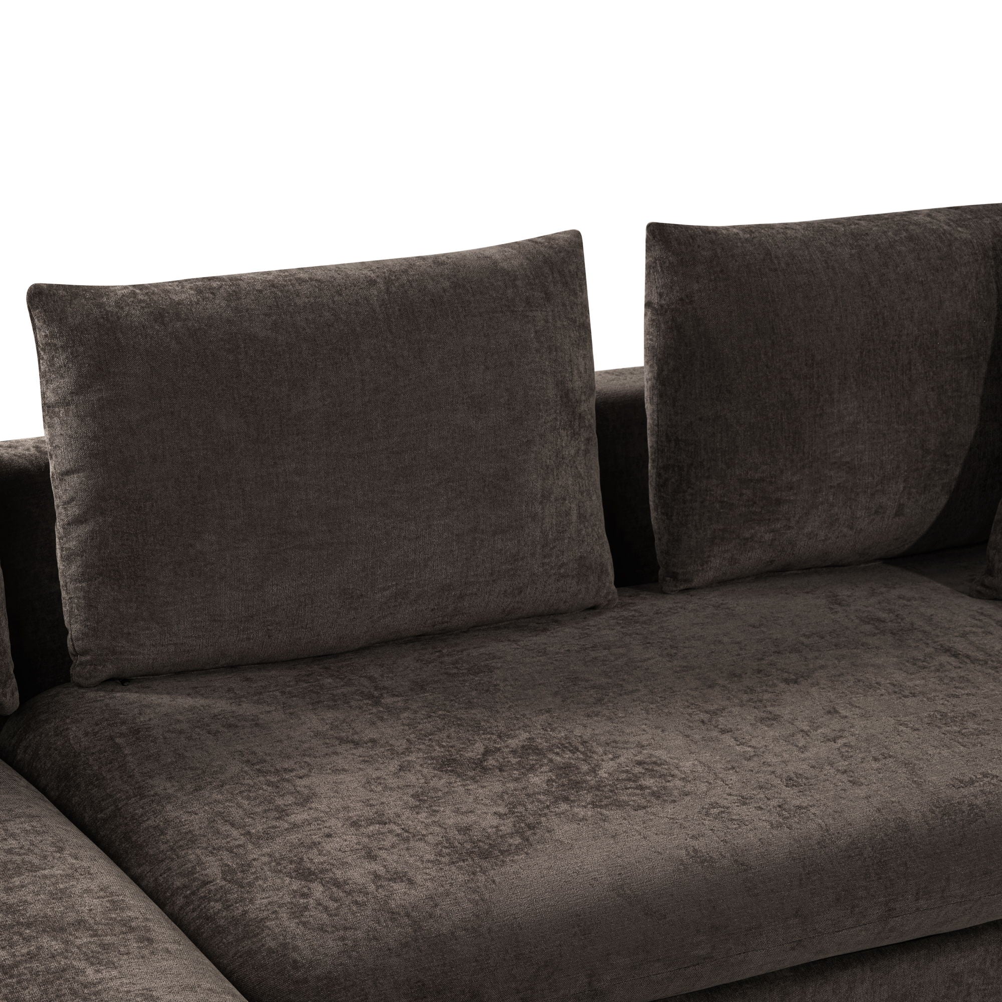 Modern L Shaped Sectional Sofa With Chenille Upholstery And Wooden Storage