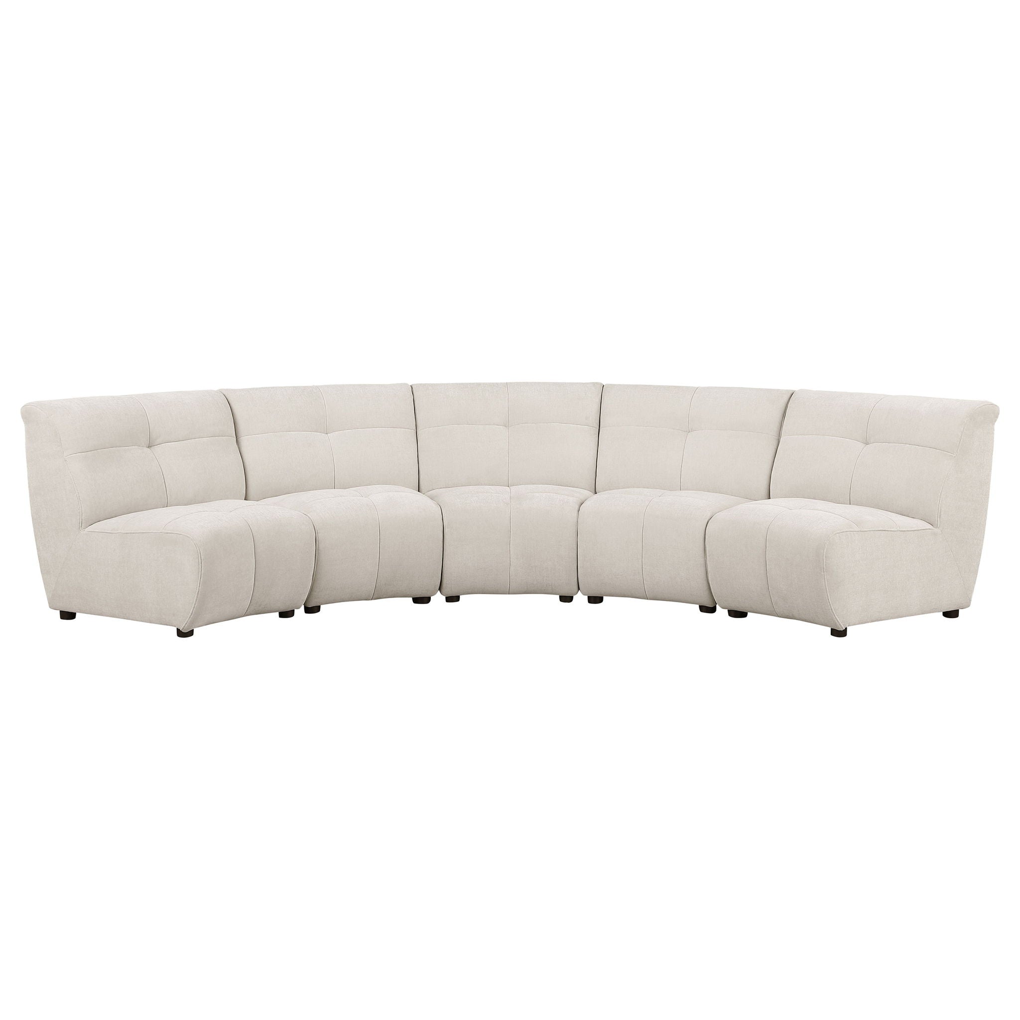 Oliver - 5 Piece Upholstered Sectional Sofa With Curved Silhouette - Ivory