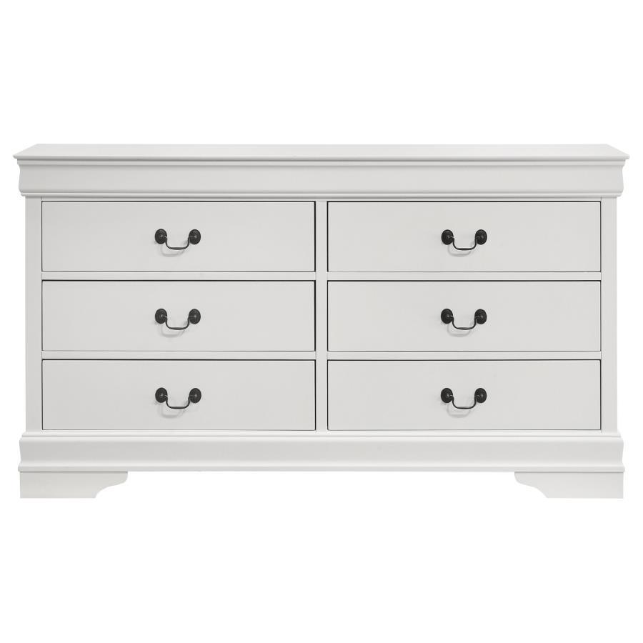 Coaster Fine Furniture Louis Philippe - 6 Drawer Dresser - White | Meri Furniture