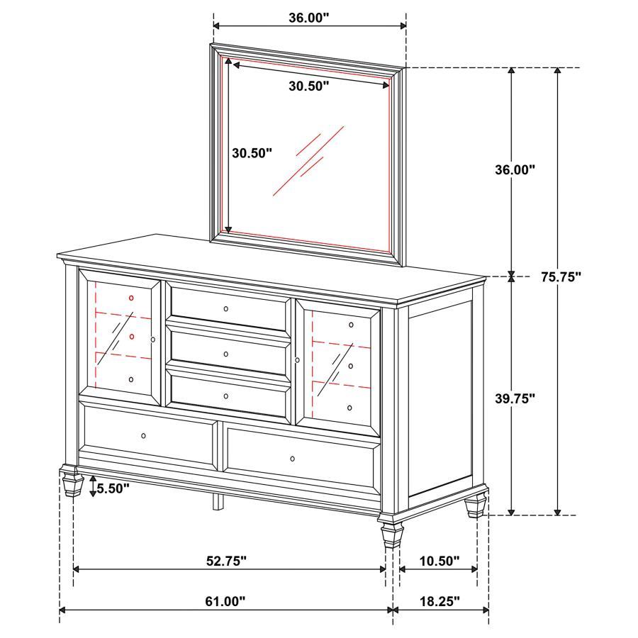Sandy Beach - 11-drawer Dresser With Mirror