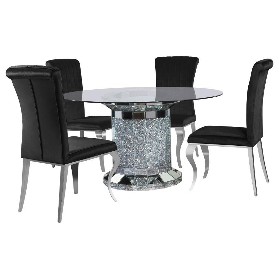 Coaster Fine Furniture Ellie - Mirrored Pedestal Dining Table Set | Meri Furniture