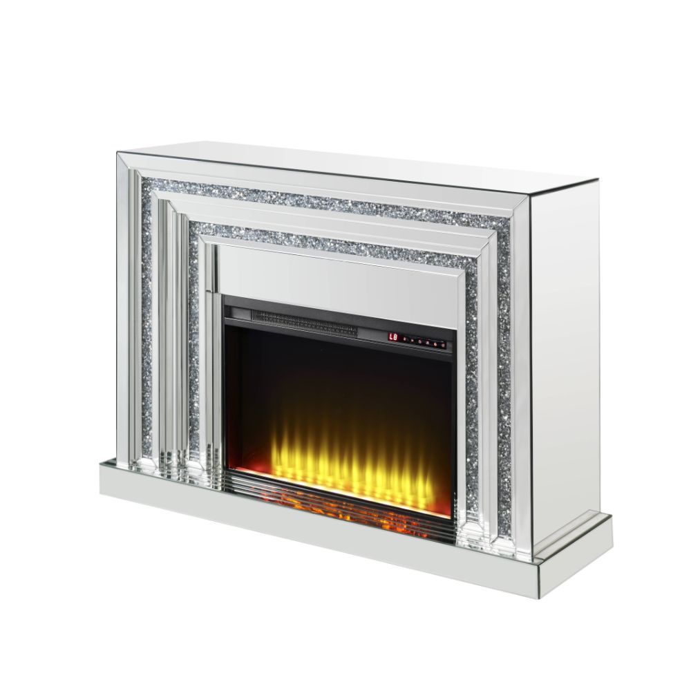 ACME Noralie - Fireplace - Mirrored - Wood - 35" | Meri Furniture