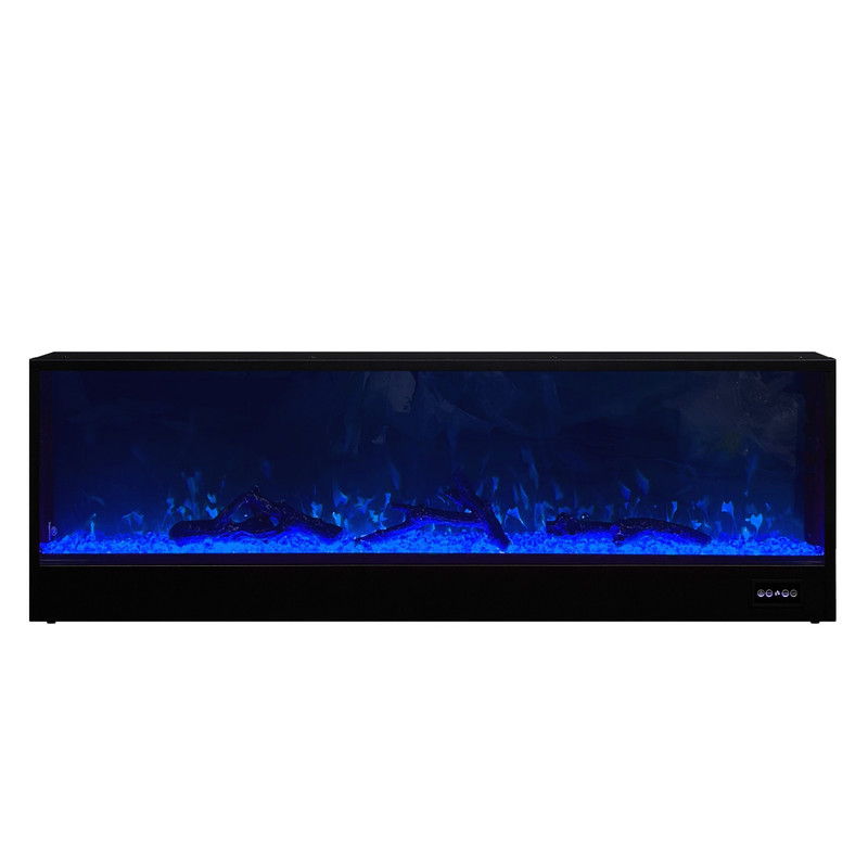 Spencer 71"W White Finish TV Stand with Fireplace and Speaker