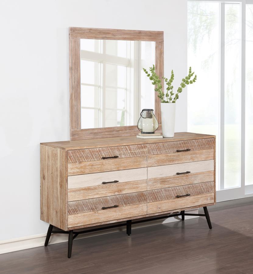 Coaster Fine Furniture Marlow - 6-Drawer Dresser With Mirror - Rough Sawn Multi | Meri Furniture