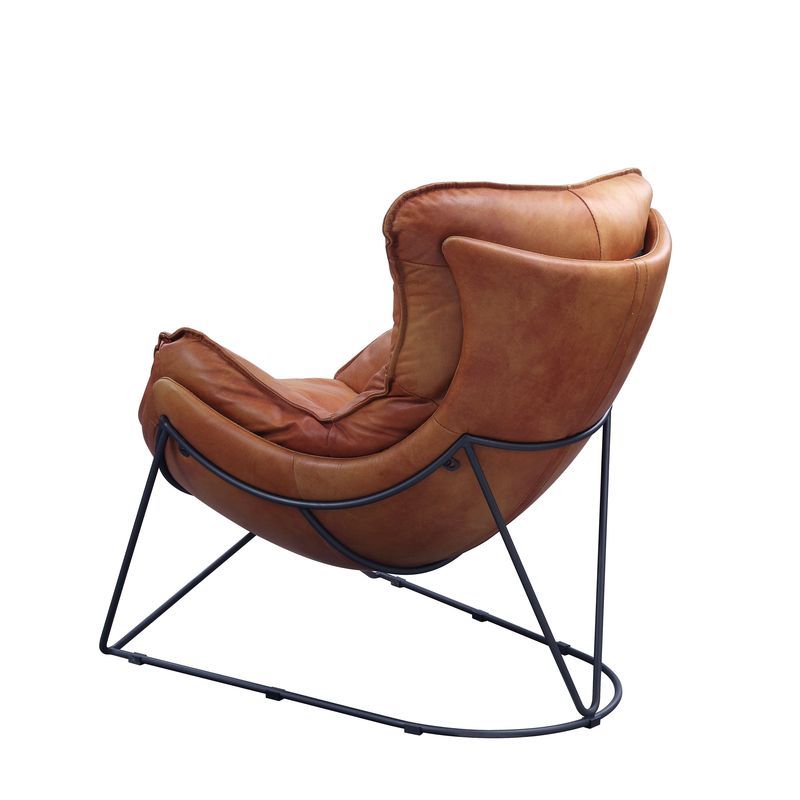 ACME Thurshan - Accent Chair - Aperol Top Grain Leather & Black Finish | Meri Furniture
