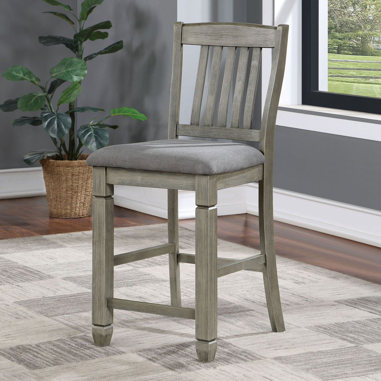 Furniture of America Anaya - Counter Height Chair (Set of 2) - Gray / Light Gray | Meri Furniture