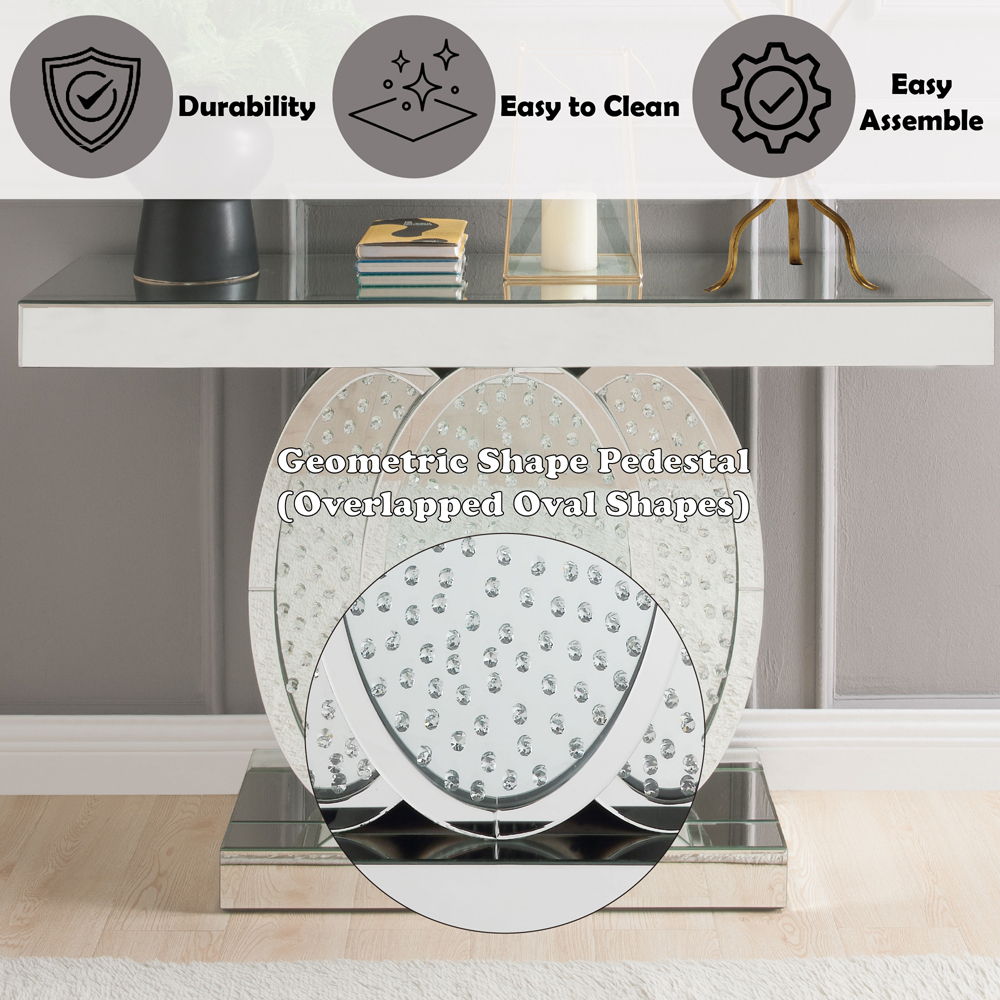 Nysa - 47"L Console Table - Mirrored & Faux Crystals