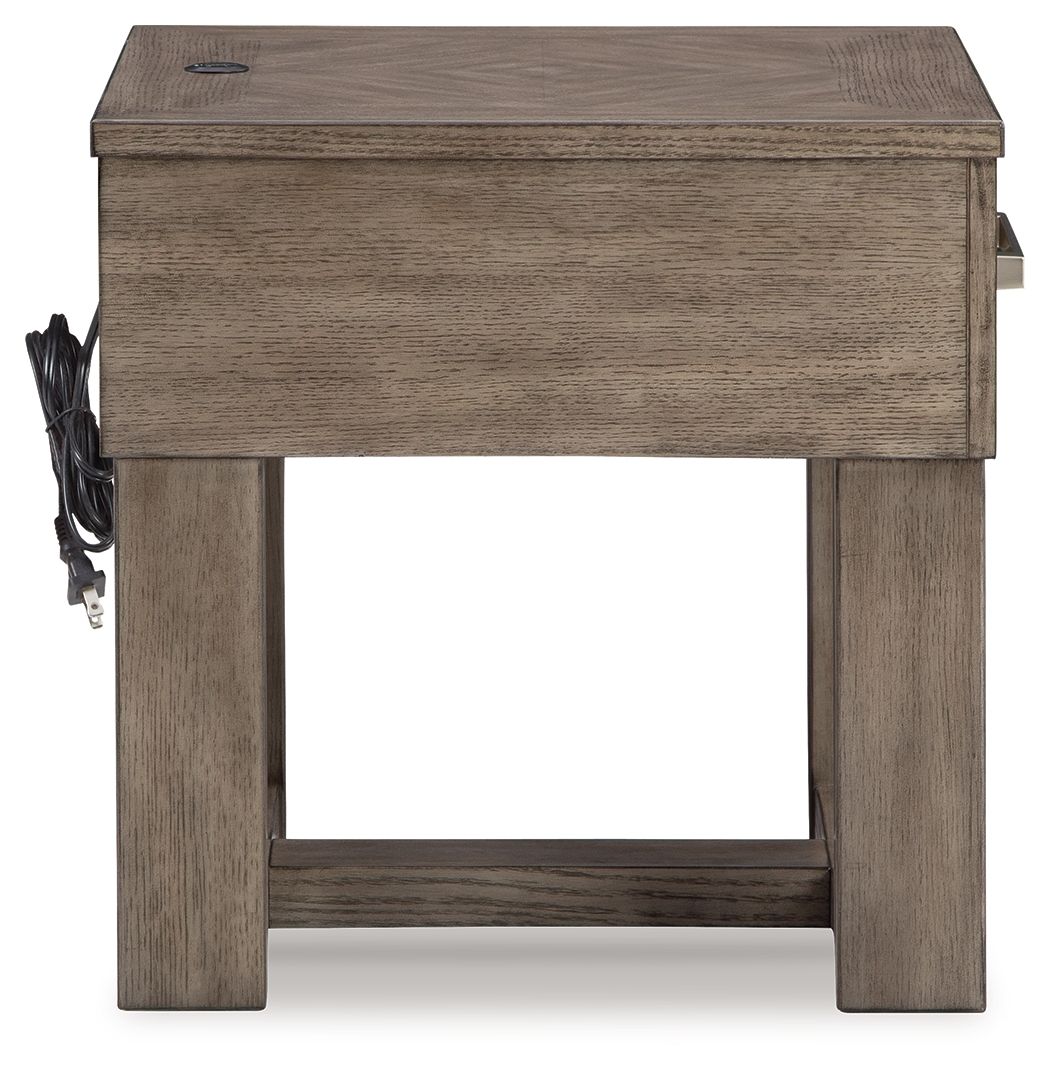 Loyaska - Rectangular End Table - Grayish Brown