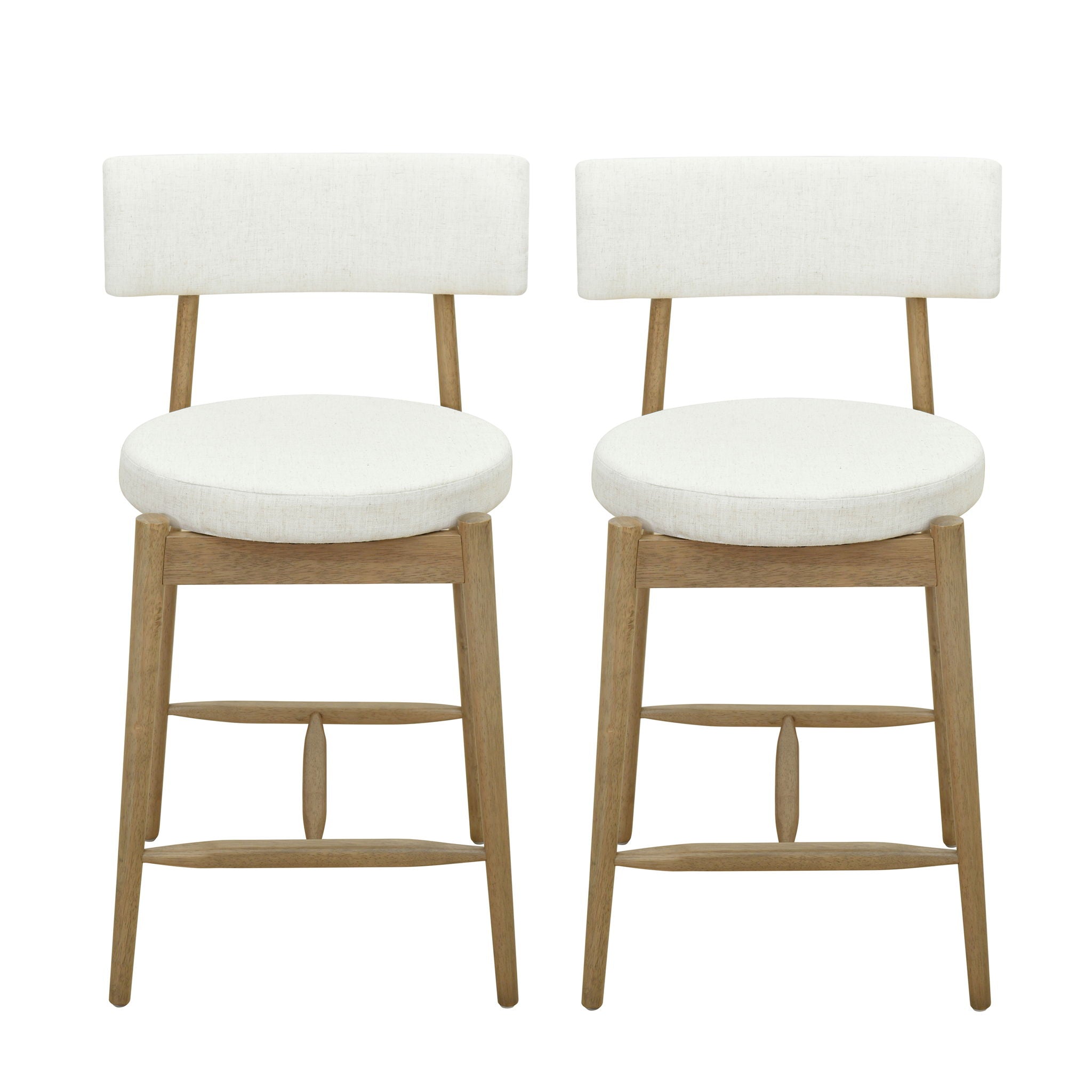 Mid Century Modern Counter Stools, Fabric Upholstered Chairs