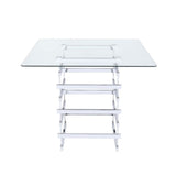 ACME Nadie - Counter Height Table - Chrome & Clear Glass | Meri Furniture