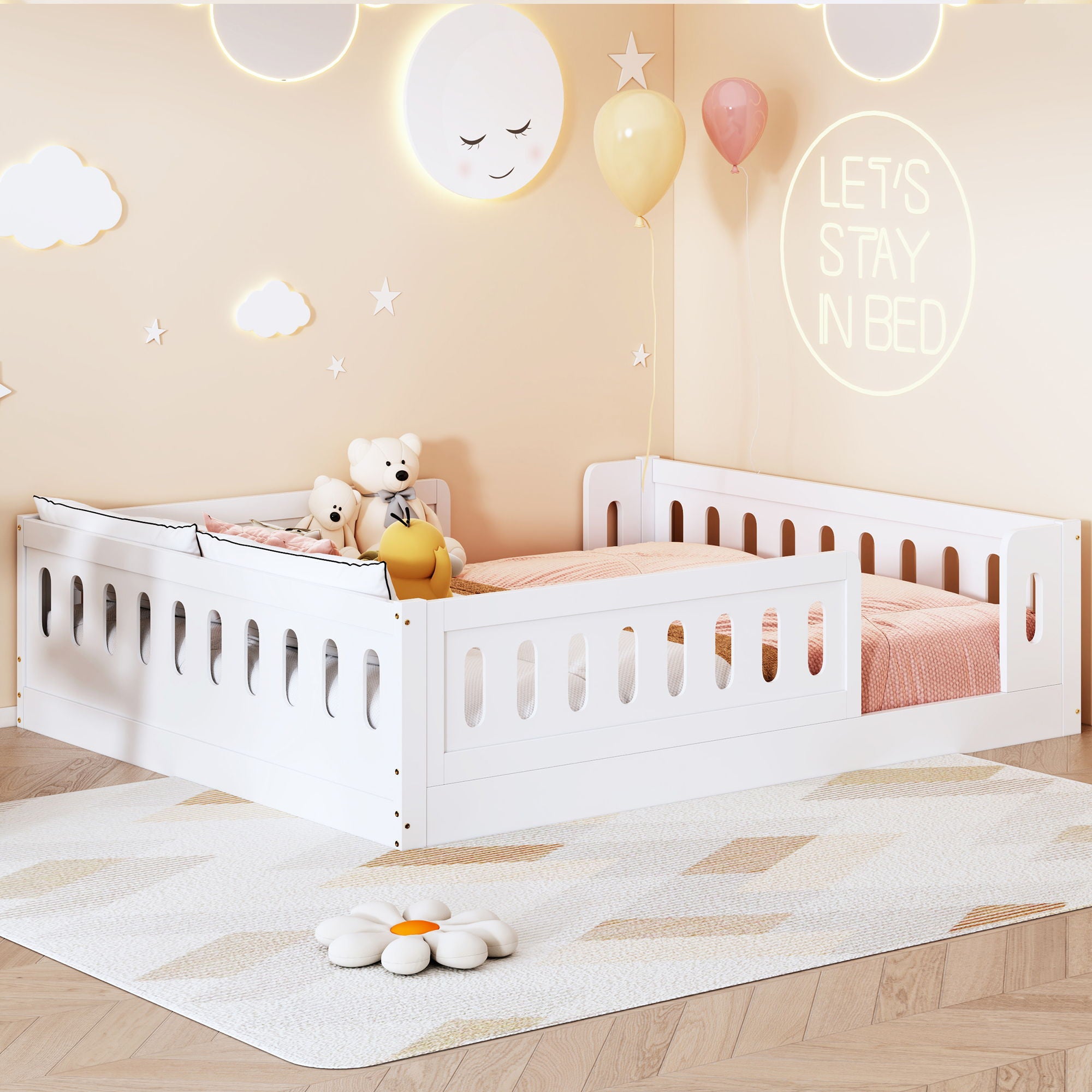 Platform Bed With Guardrail