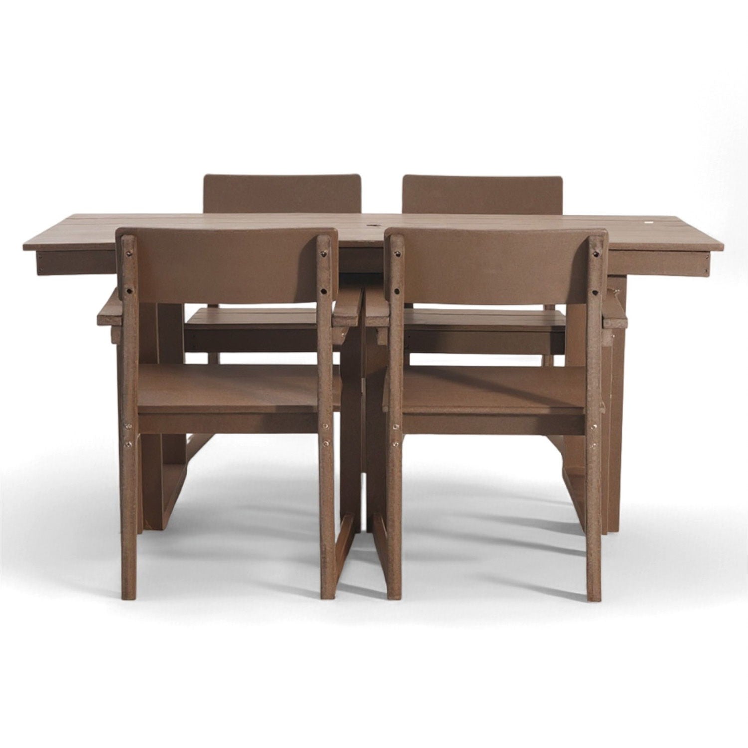 5 Piece Outdoor Dining Set, Table With Umbrella Hole And 4 Armrest Chairs