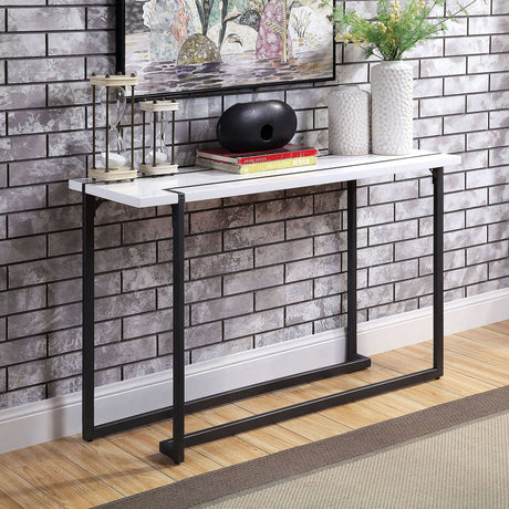 Furniture of America Izar - Sofa Table - White / Gun Metal | Meri Furniture