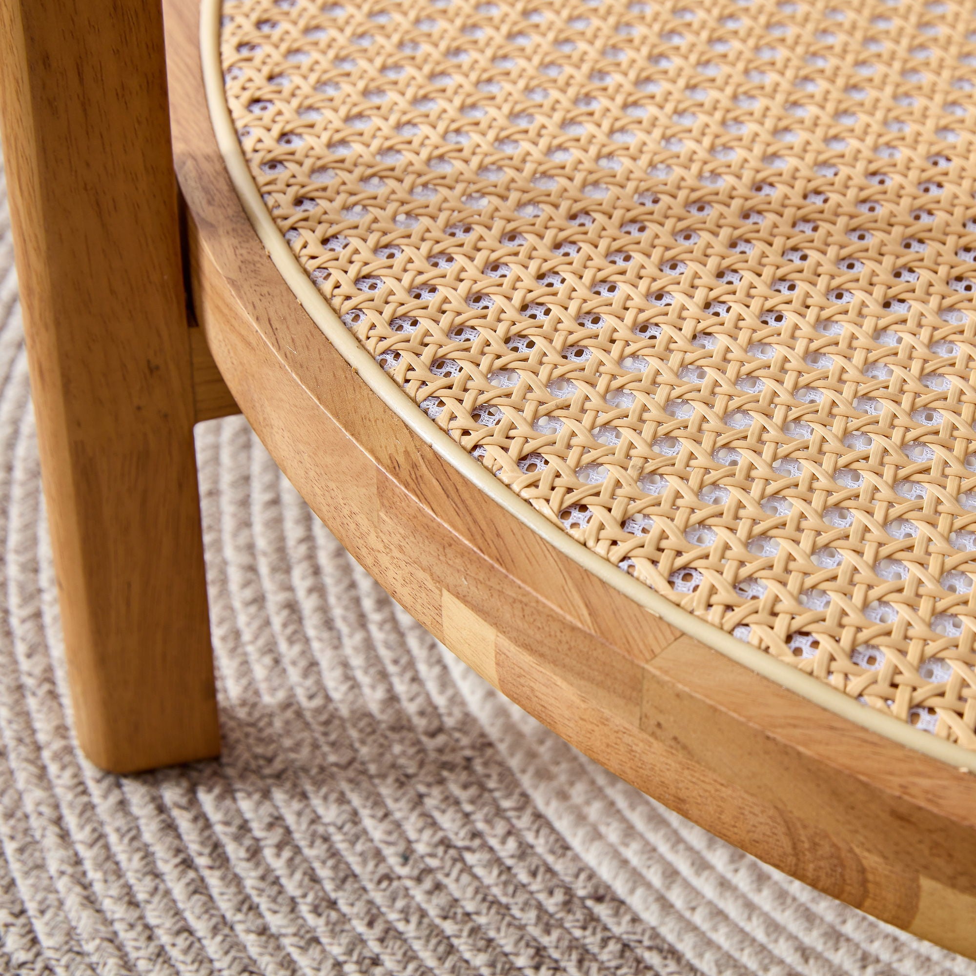 Modern Style Circular Double Layer Tea Table With Rattan Weave