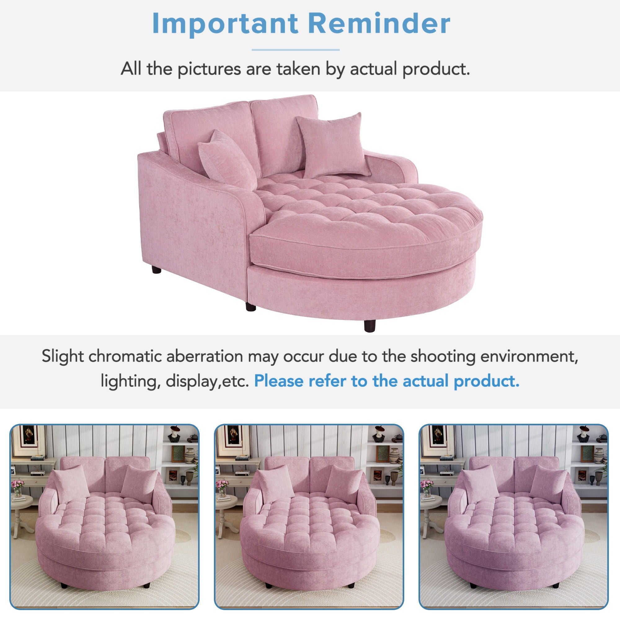 Modern Chaise Lounge Upholstered Sofa Couch With Tufted Seat And Detachable Pillows For Living Room