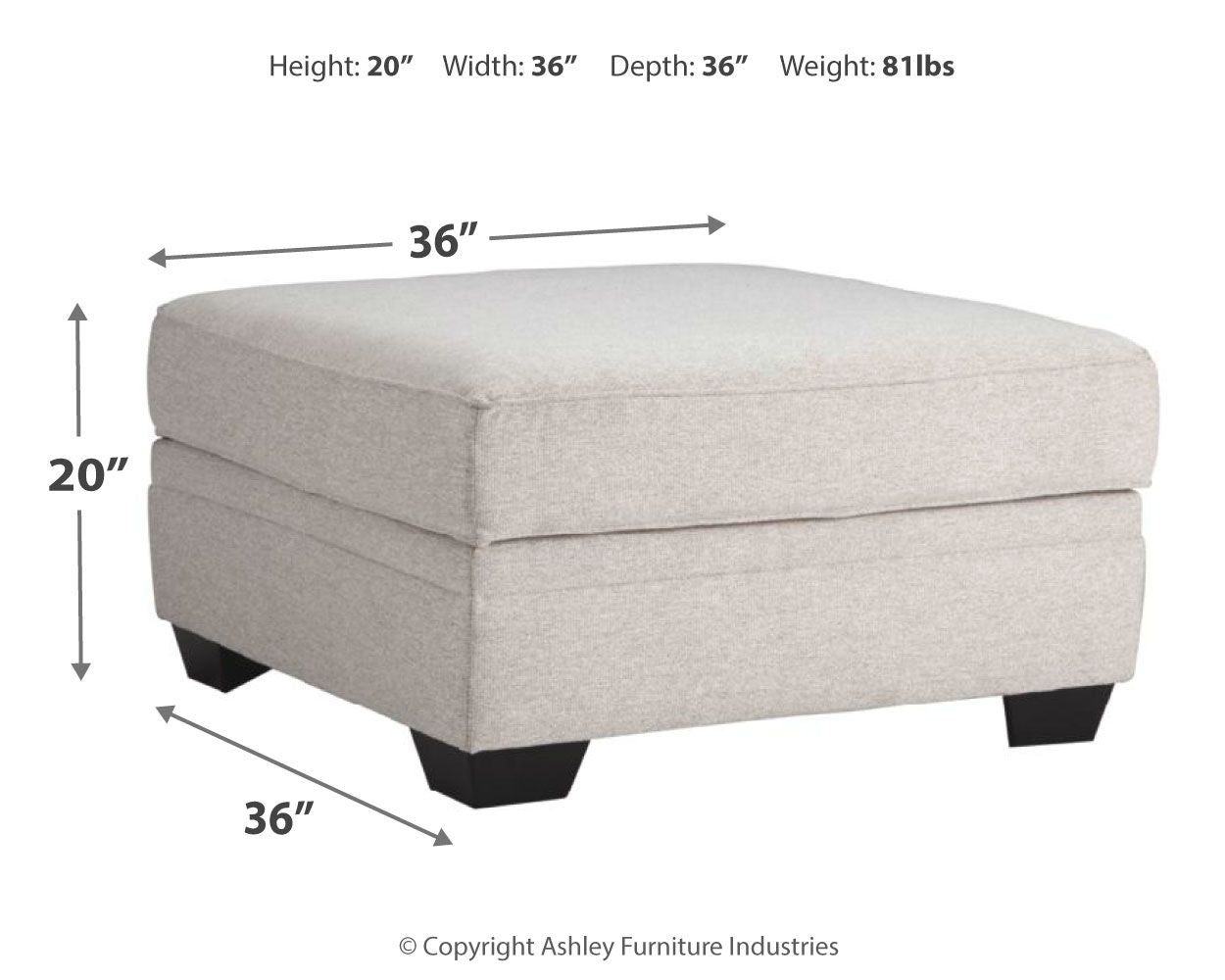 Ashley Furniture Dellara - Chalk - Ottoman With Storage | Meri Furniture