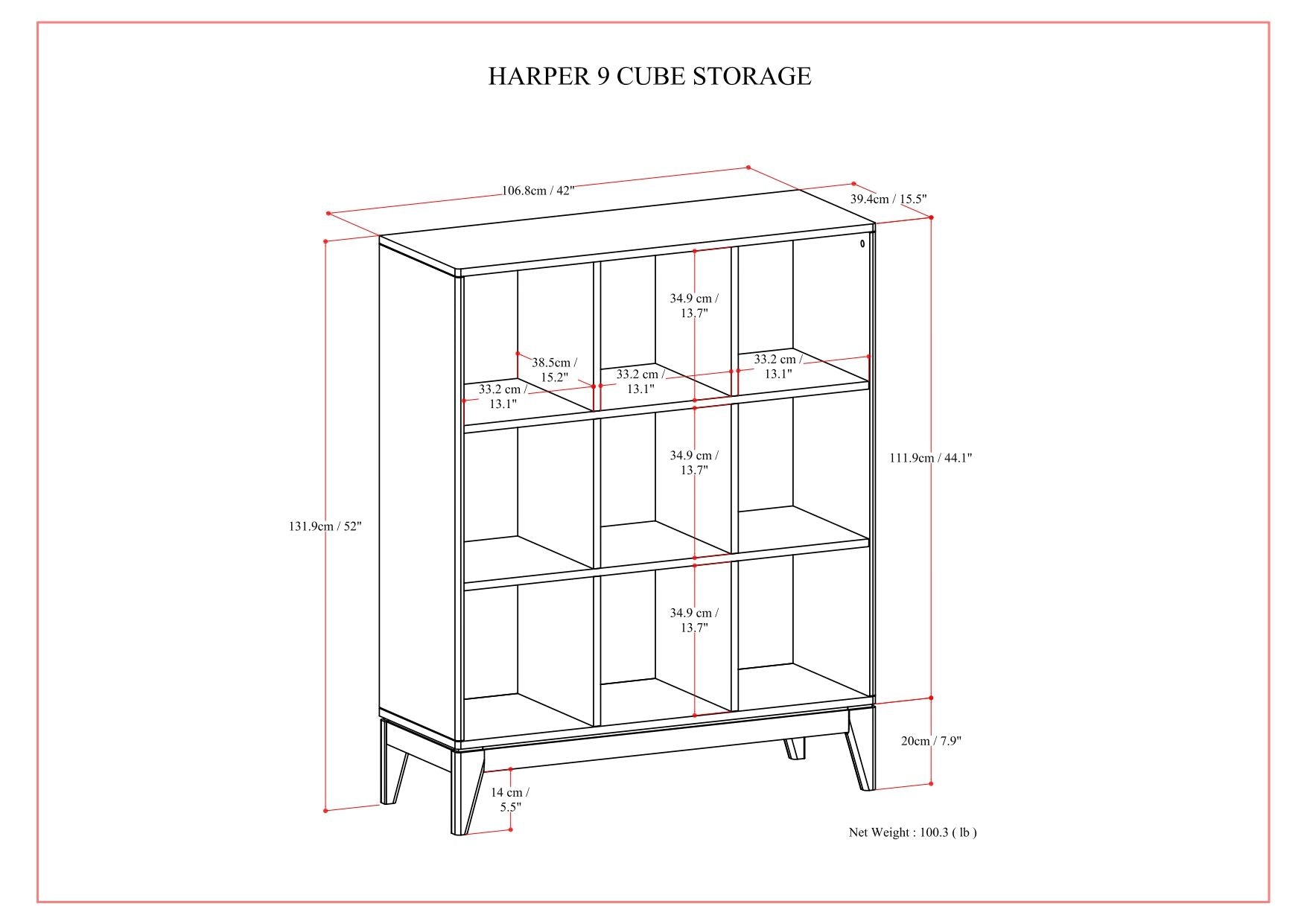 Harper - 9 Cube Storage - Walnut Brown