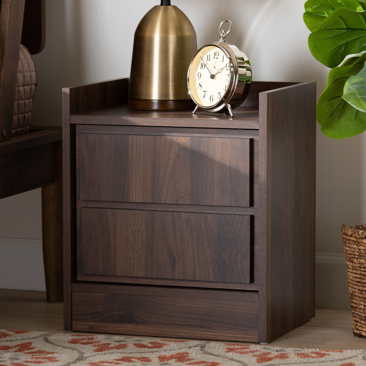 Hale Modern and Contemporary Walnut Brown Finished Wood 1-Door Nightstand