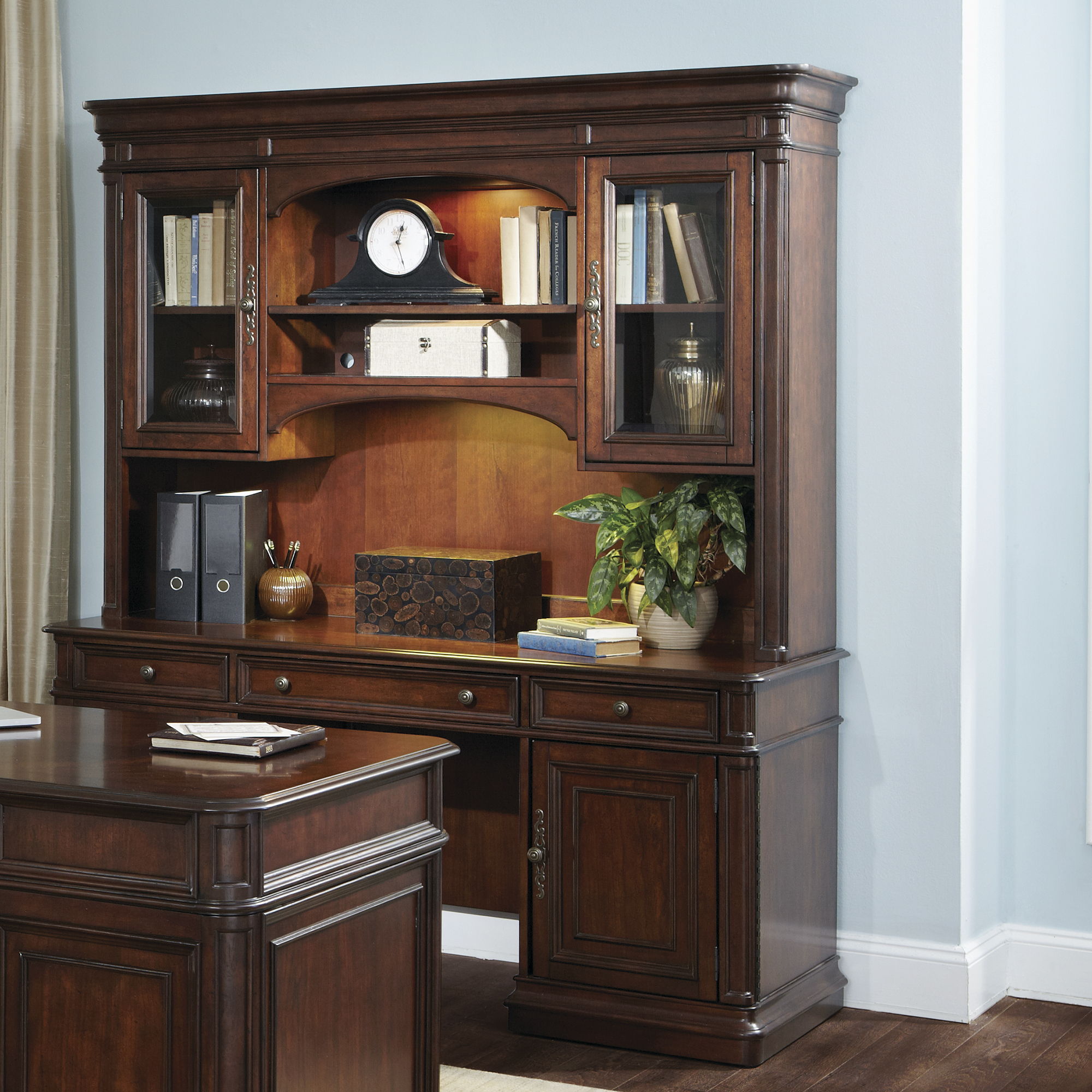 Liberty Furniture Brayton Manor - Jr Executive Credenza Set - Dark Brown | Meri Furniture