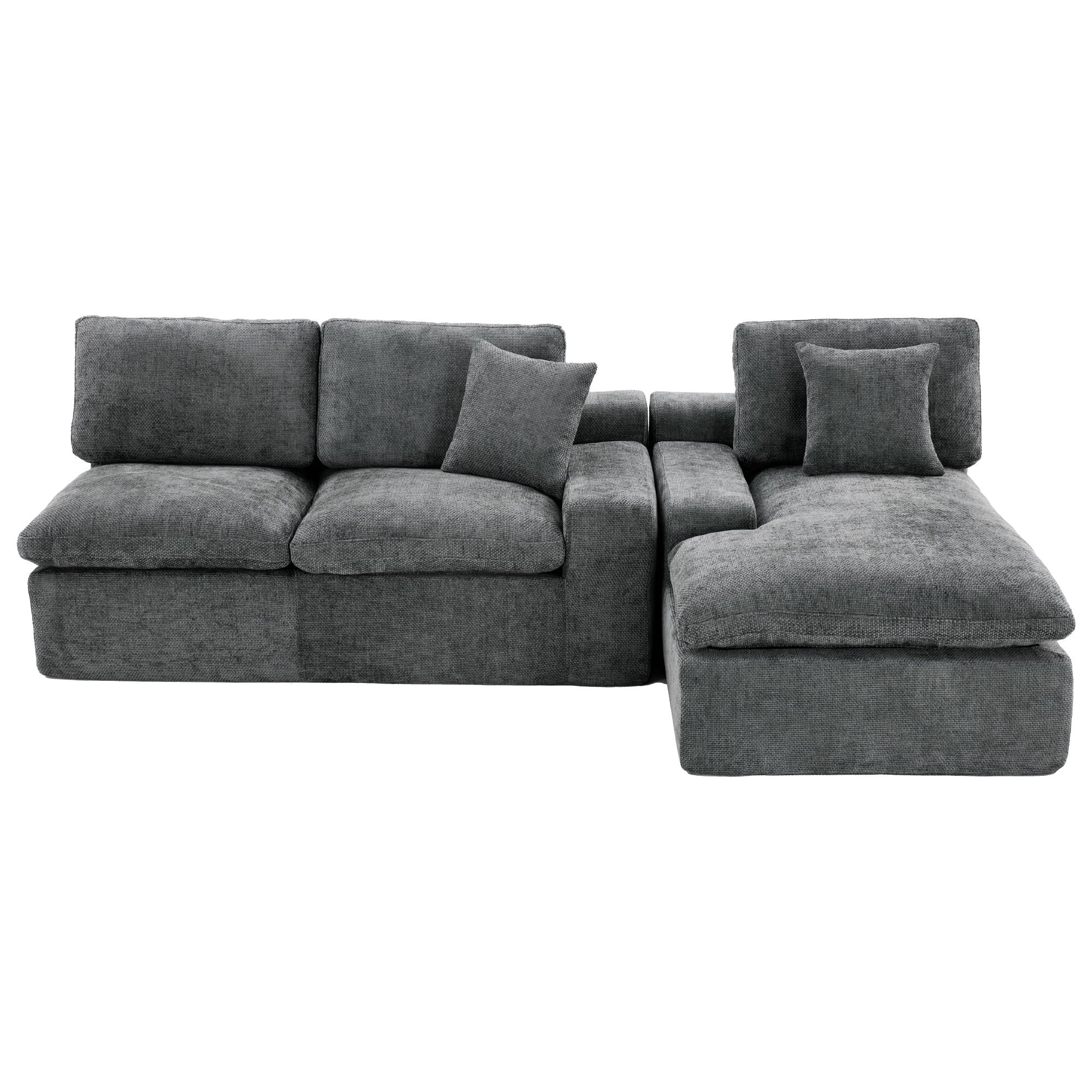 Cloud Sectional Sofa With Double Layer Cushion And Side Pockets, Free-Combined