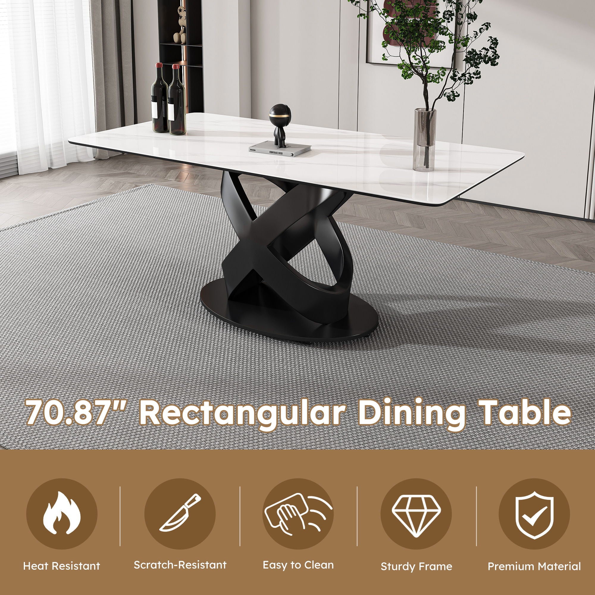 Rectangular Dining Table - Black / White