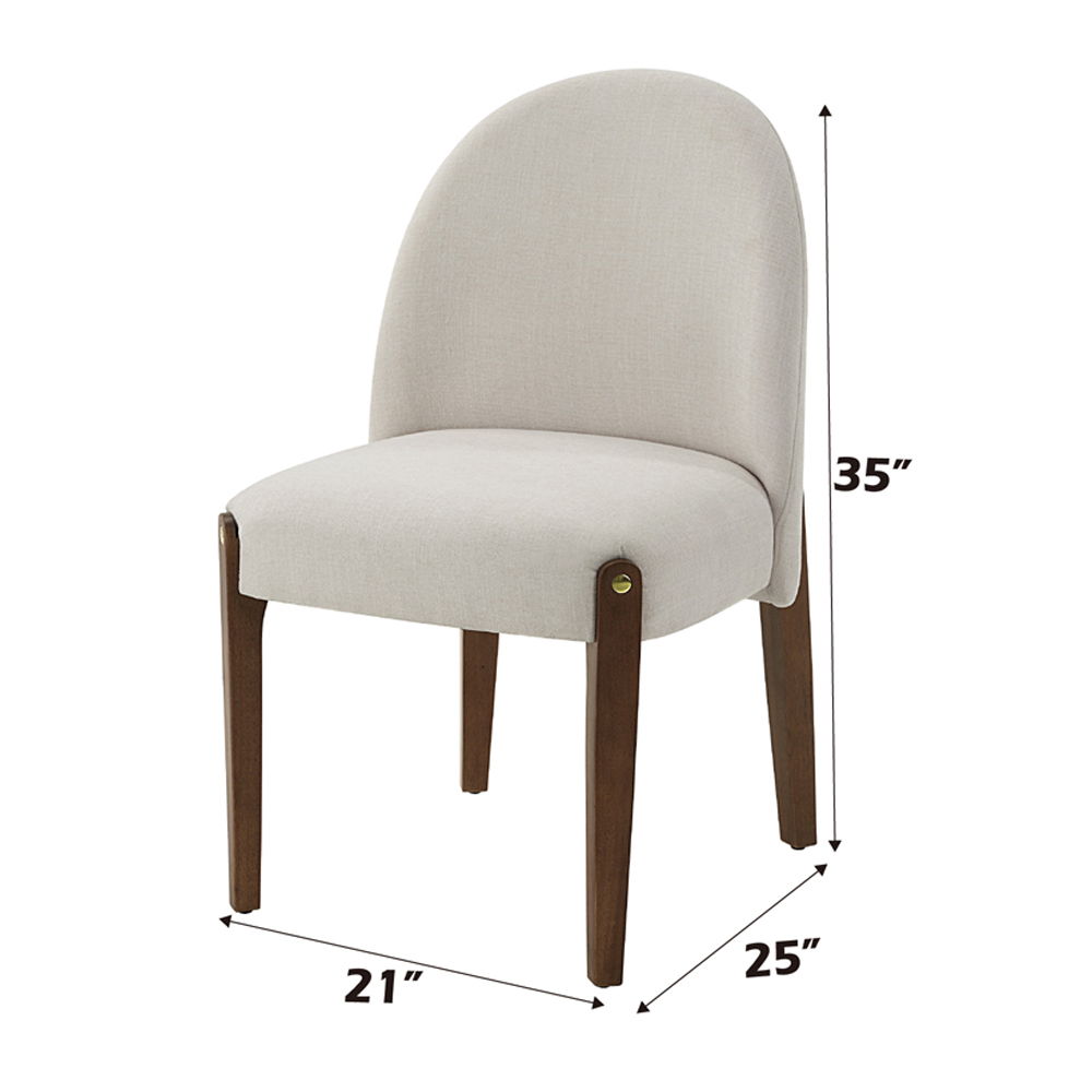 Gamarya - Side Chair Set of 2) - White Fabric & Oak