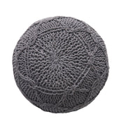 Malibu - Modern Knitted Wool Round Pouf With Handcrafted Design - Charcoal
