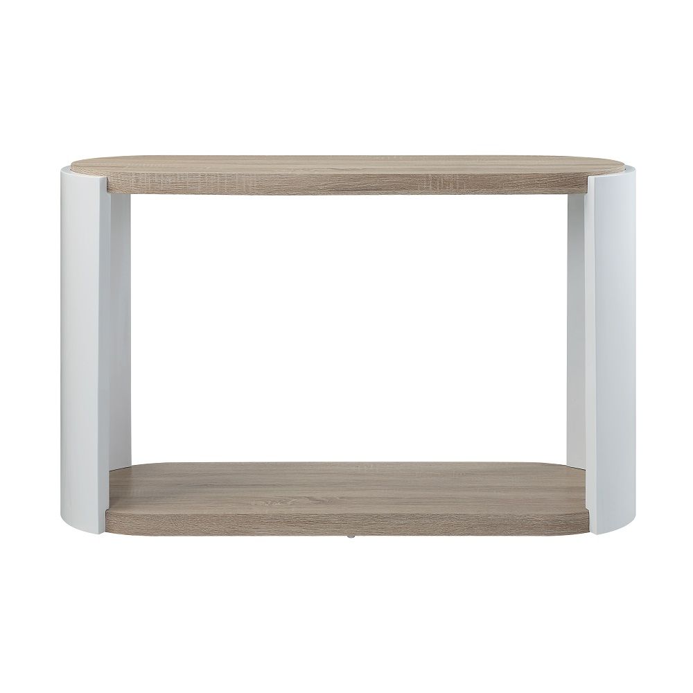 ACME Zoma - Sofa Table - Oak & White High | Meri Furniture
