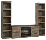 Signature Design by Ashley® Trinell - Brown - 3-Piece Entertainment Center With Electric Fireplace | Meri Furniture