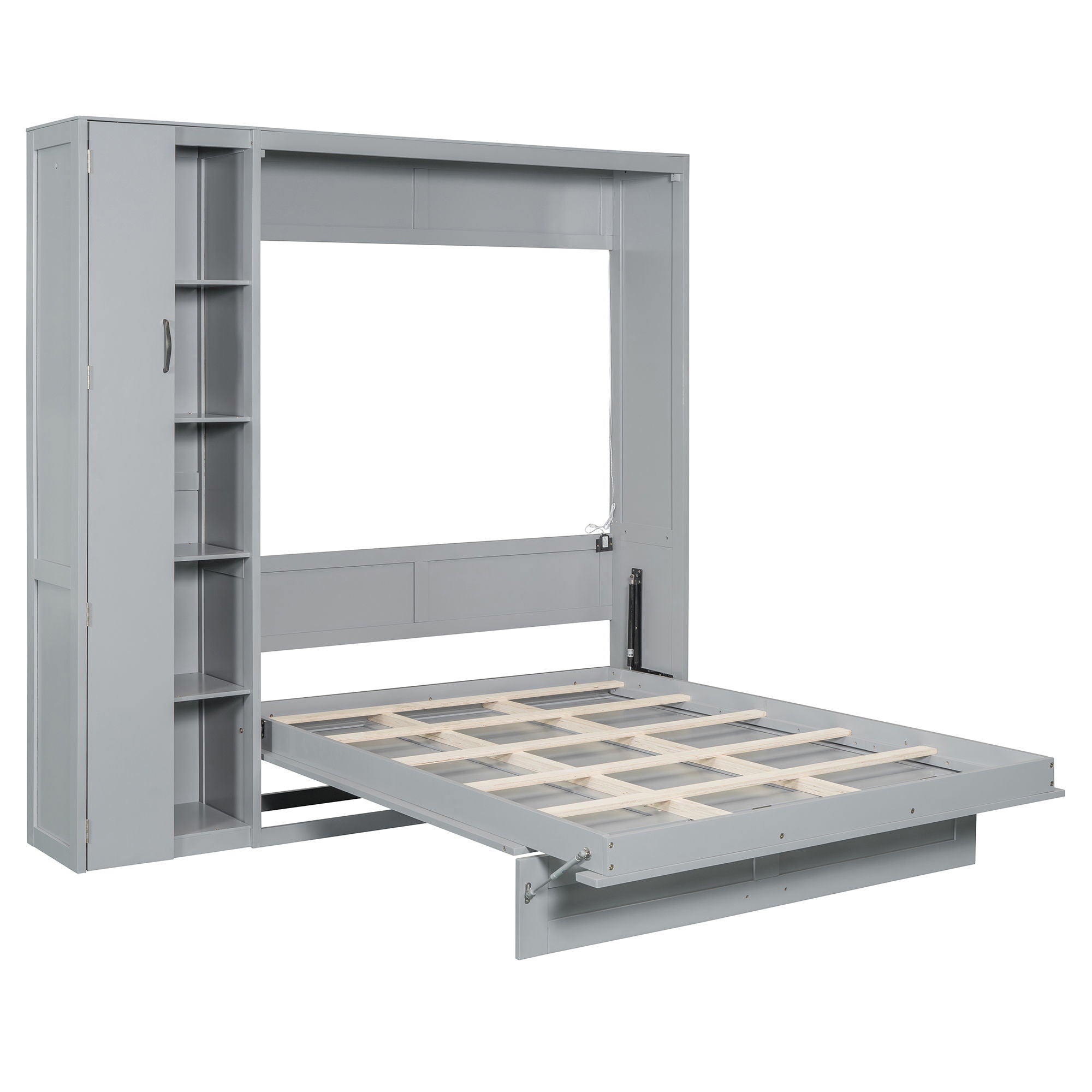 Murphy Wall Bed With Shelves, Wardrobe And LED Lights