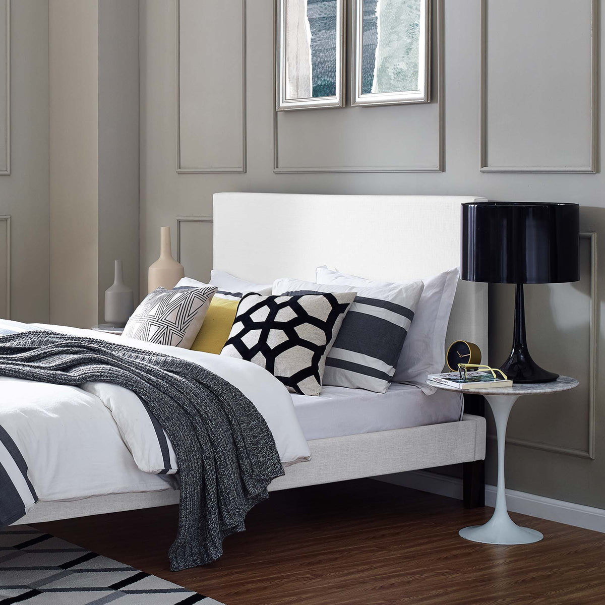 Taylor Upholstered Linen Fabric King and California King Headboard by Modway