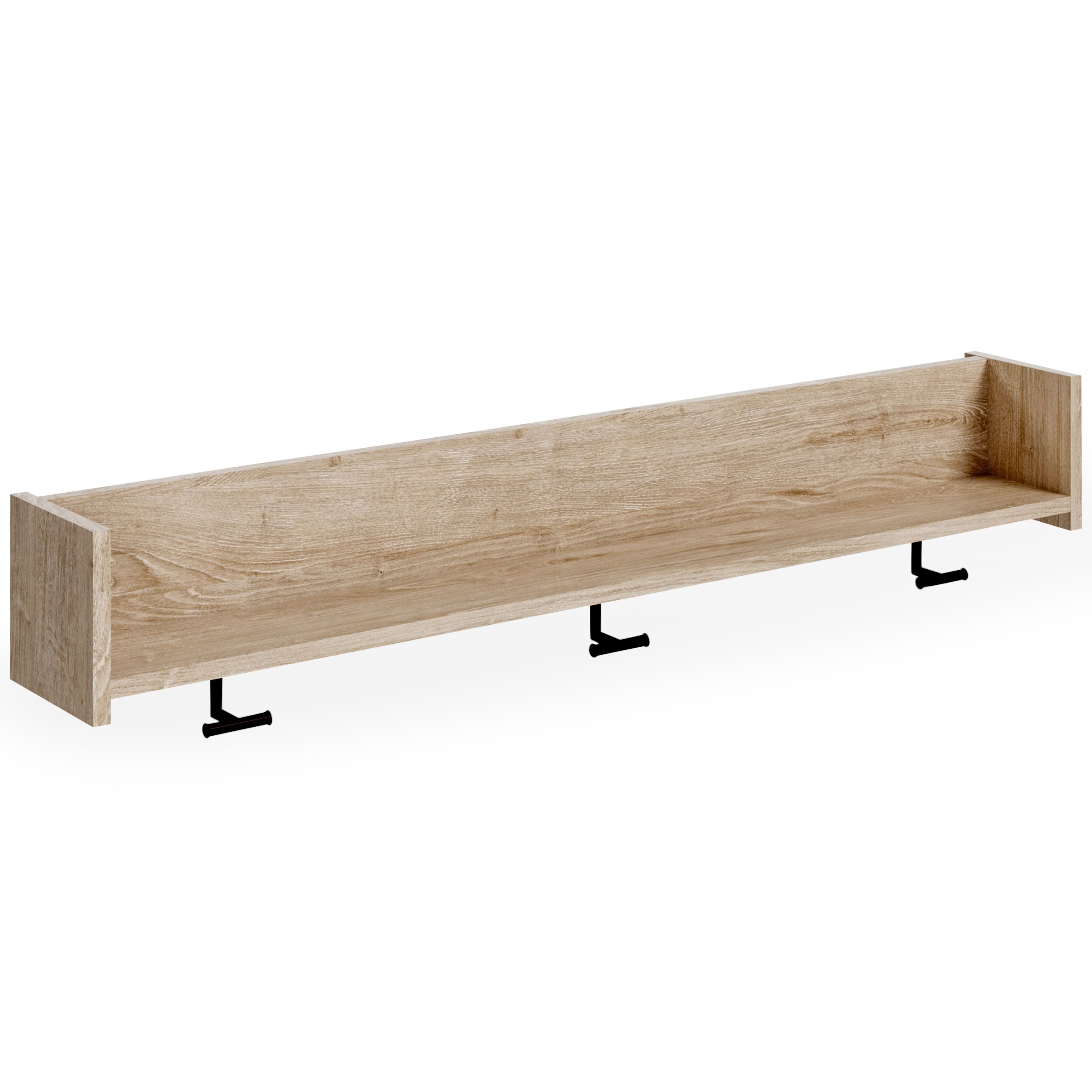 Ashley Furniture Oliah - Natural - Wall Mounted Coat Rack W/shelf | Meri Furniture